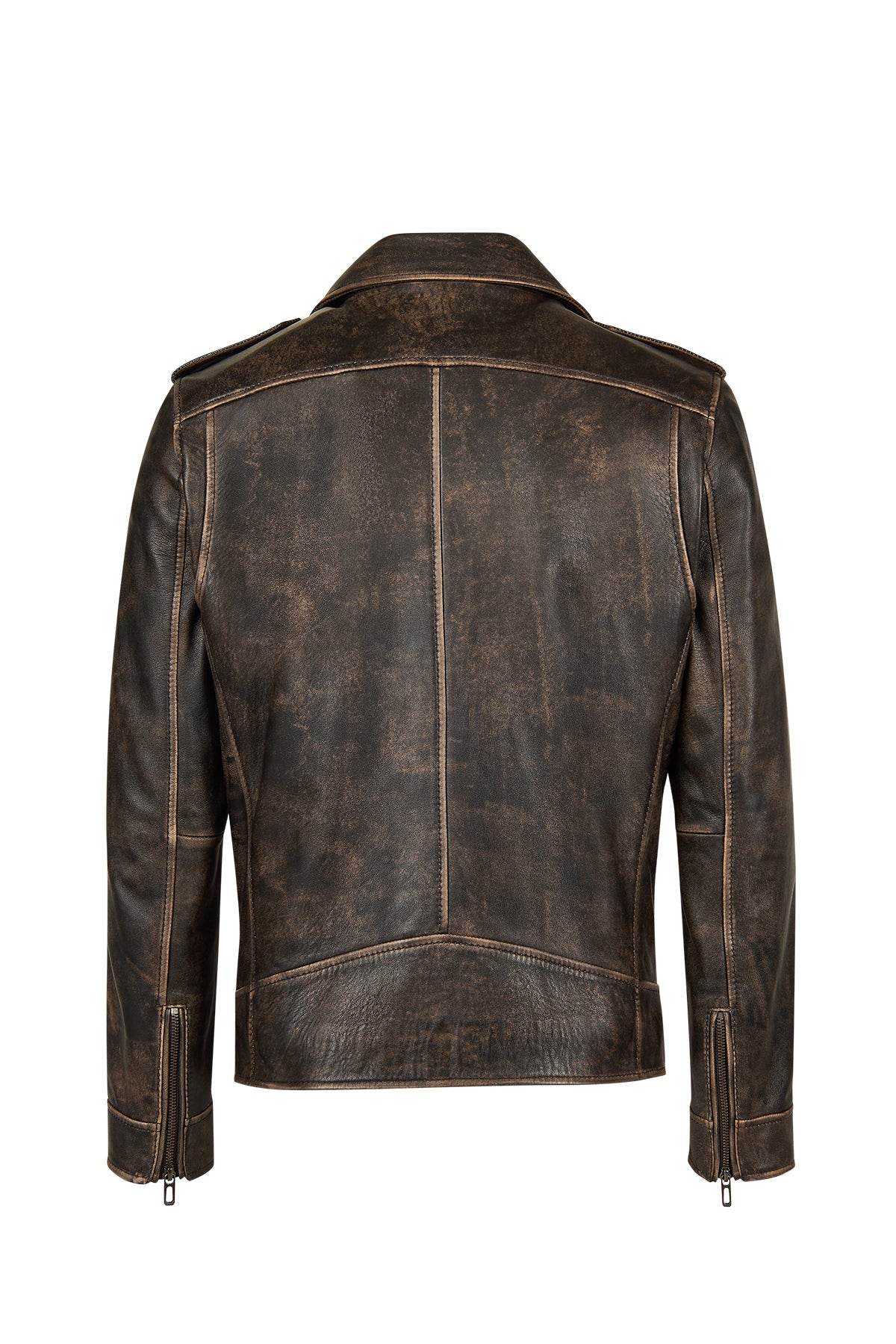 Carter Erkek Kahverengi Biker Deri Mont - Image 4