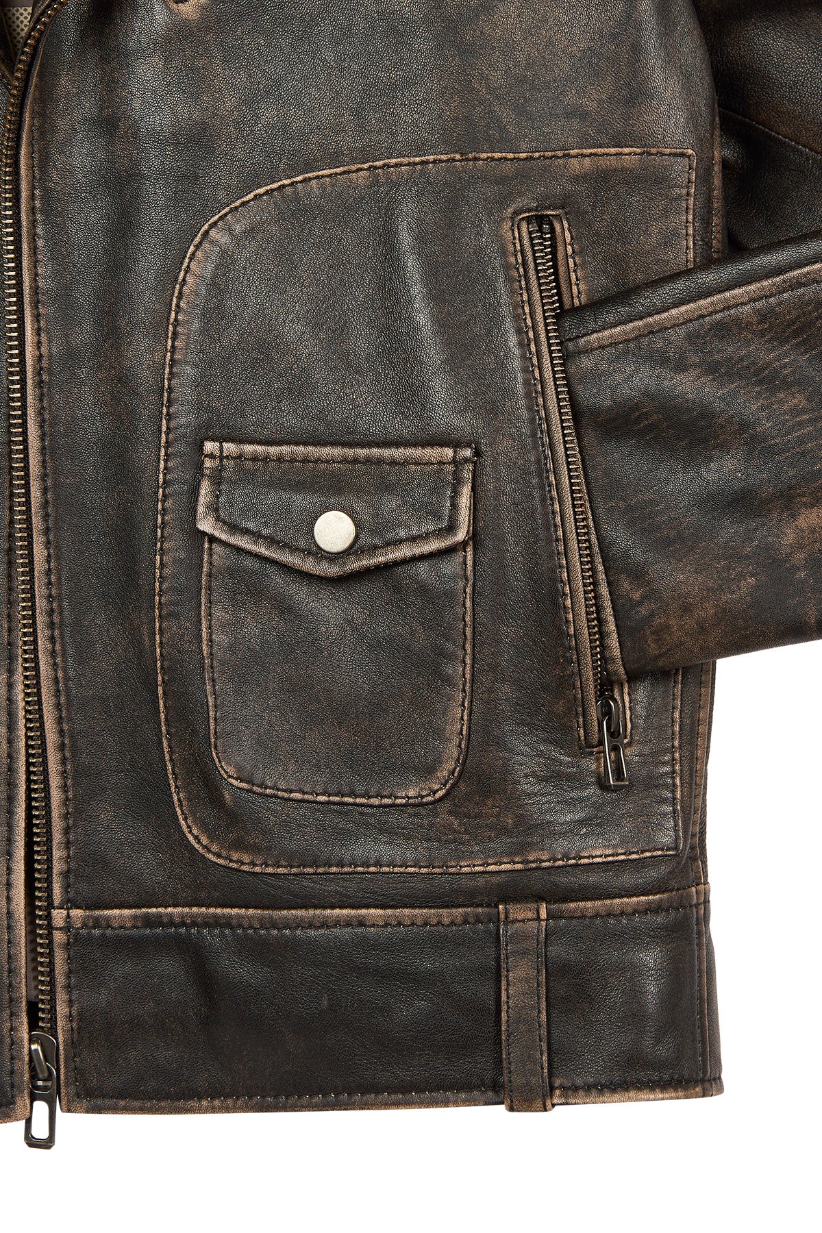 Carter Erkek Kahverengi Biker Deri Mont - Image 7