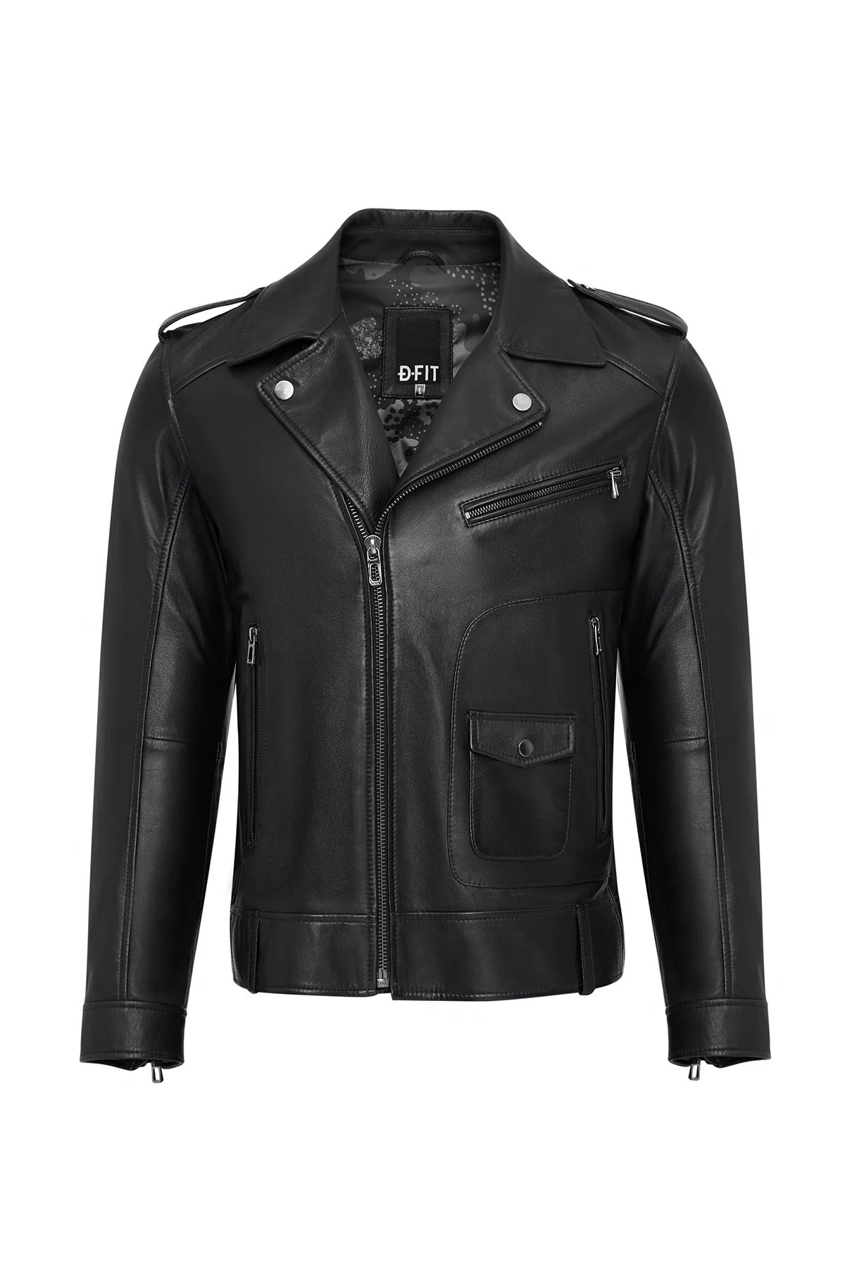 Carter Erkek Siyah Biker Deri Mont - Image 9