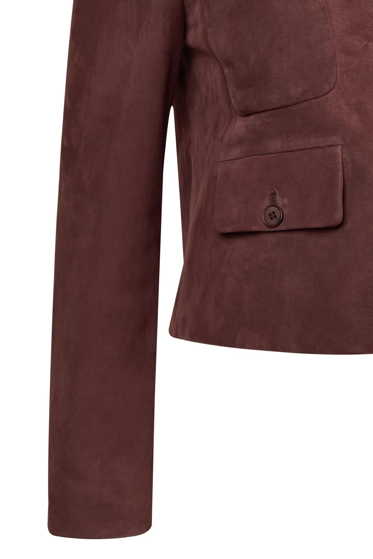 Cassandra Kadın Bordo Slim-Fit Süet Deri Ceket - Image 13