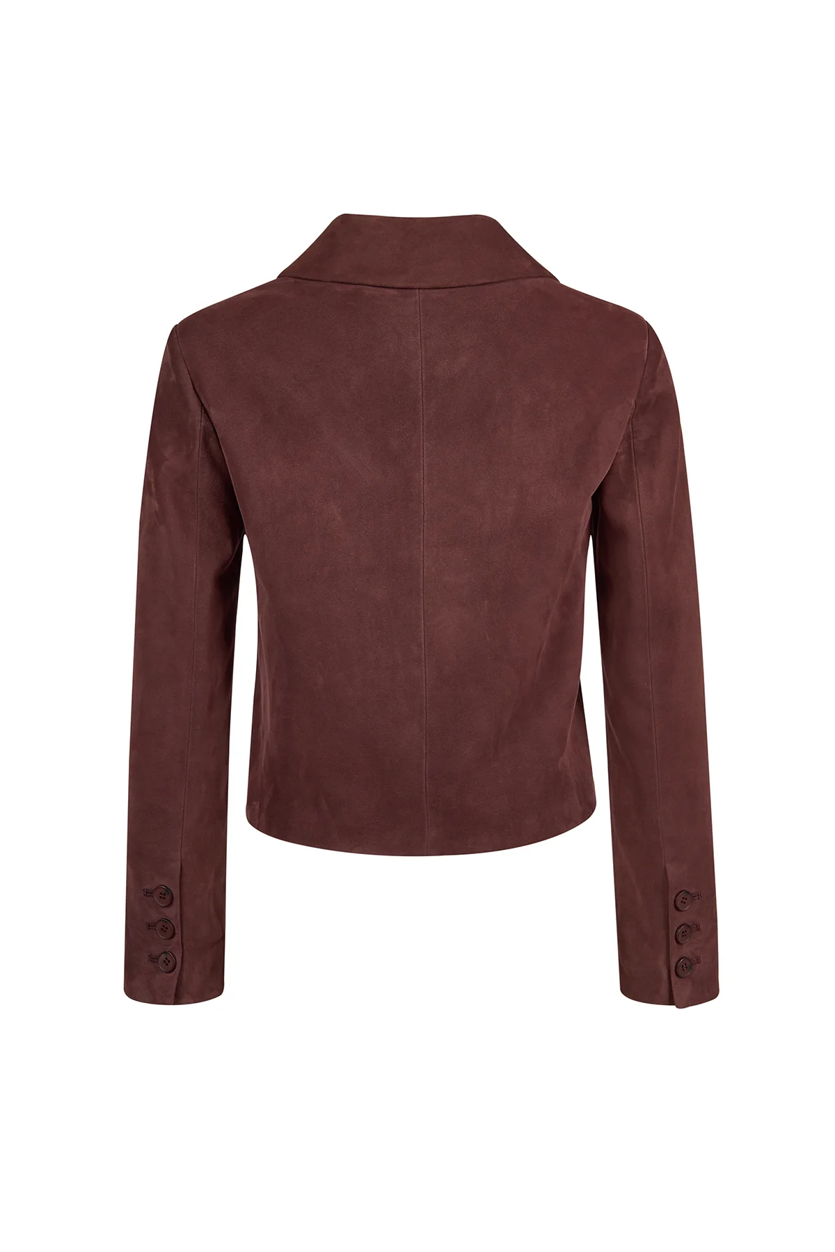 Cassandra Kadın Bordo Slim-Fit Süet Deri Ceket - Image 5