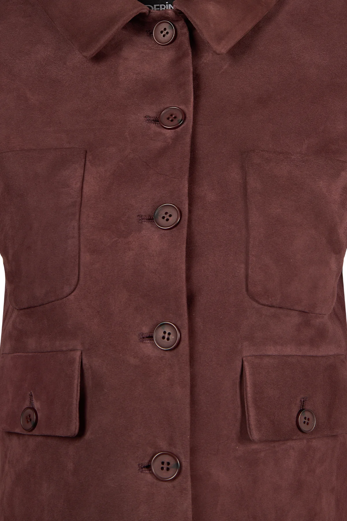 Cassandra Kadın Bordo Slim-Fit Süet Deri Ceket - Image 7