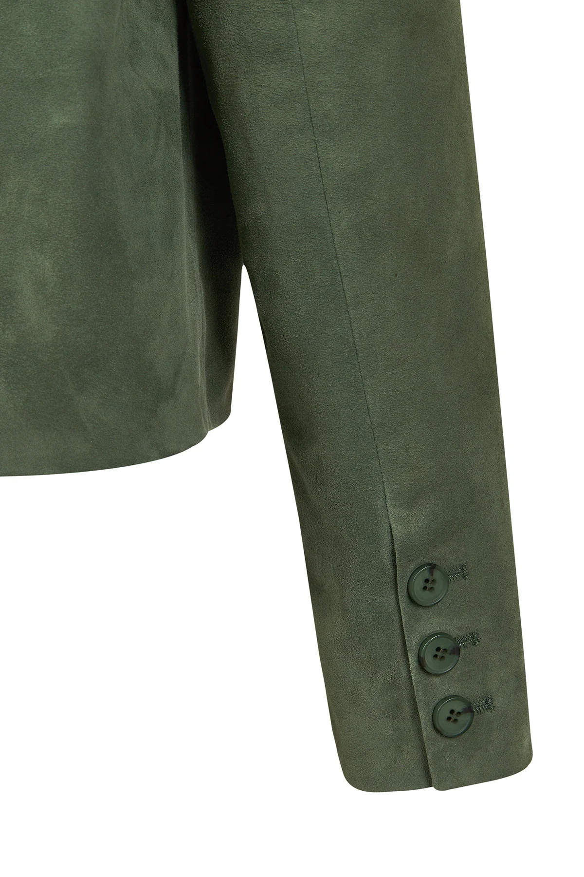 Cassandra Kadın Yeşil Slim-Fit Süet Deri Ceket - Image 11
