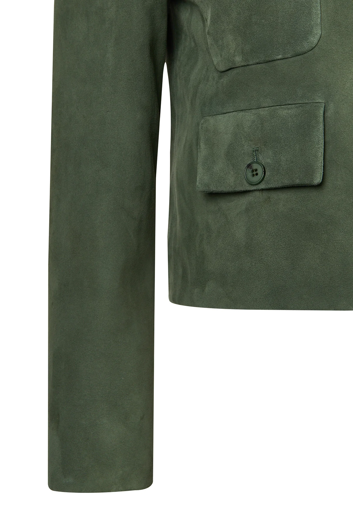 Cassandra Kadın Yeşil Slim-Fit Süet Deri Ceket - Image 12
