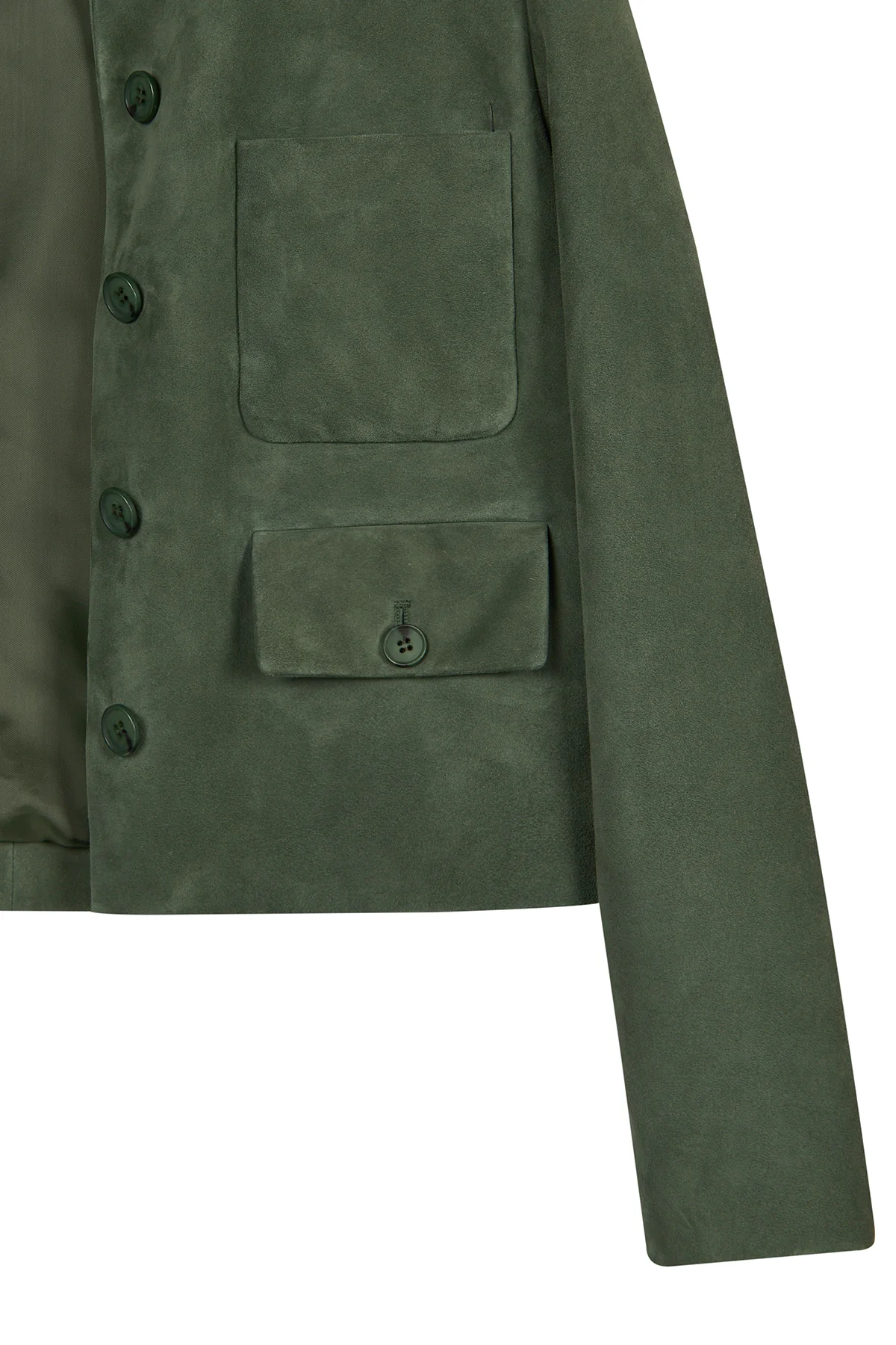 Cassandra Kadın Yeşil Slim-Fit Süet Deri Ceket - Image 7