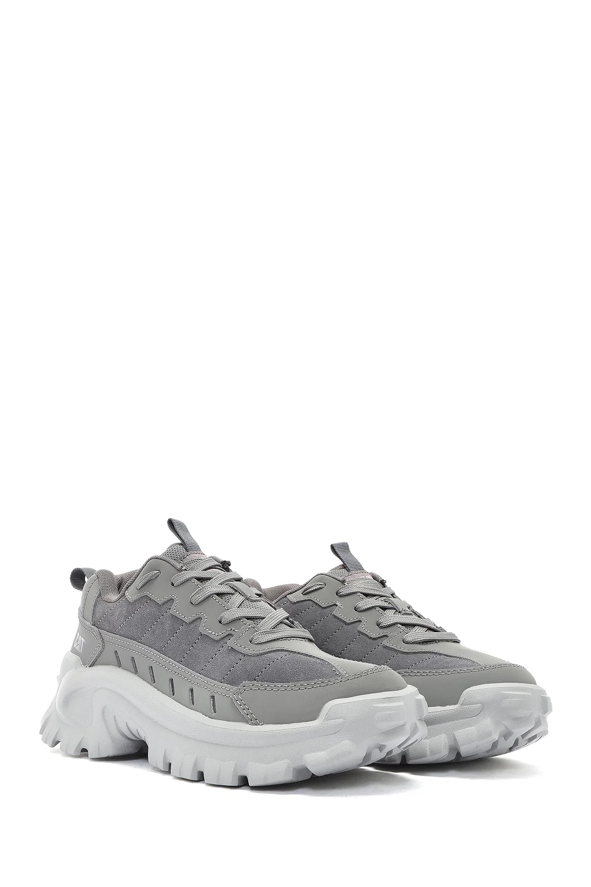 Caterpillar Erkek Gri Intruder Essential Bağcıklı Kalın Tabanlı Deri Sneaker - Image 3