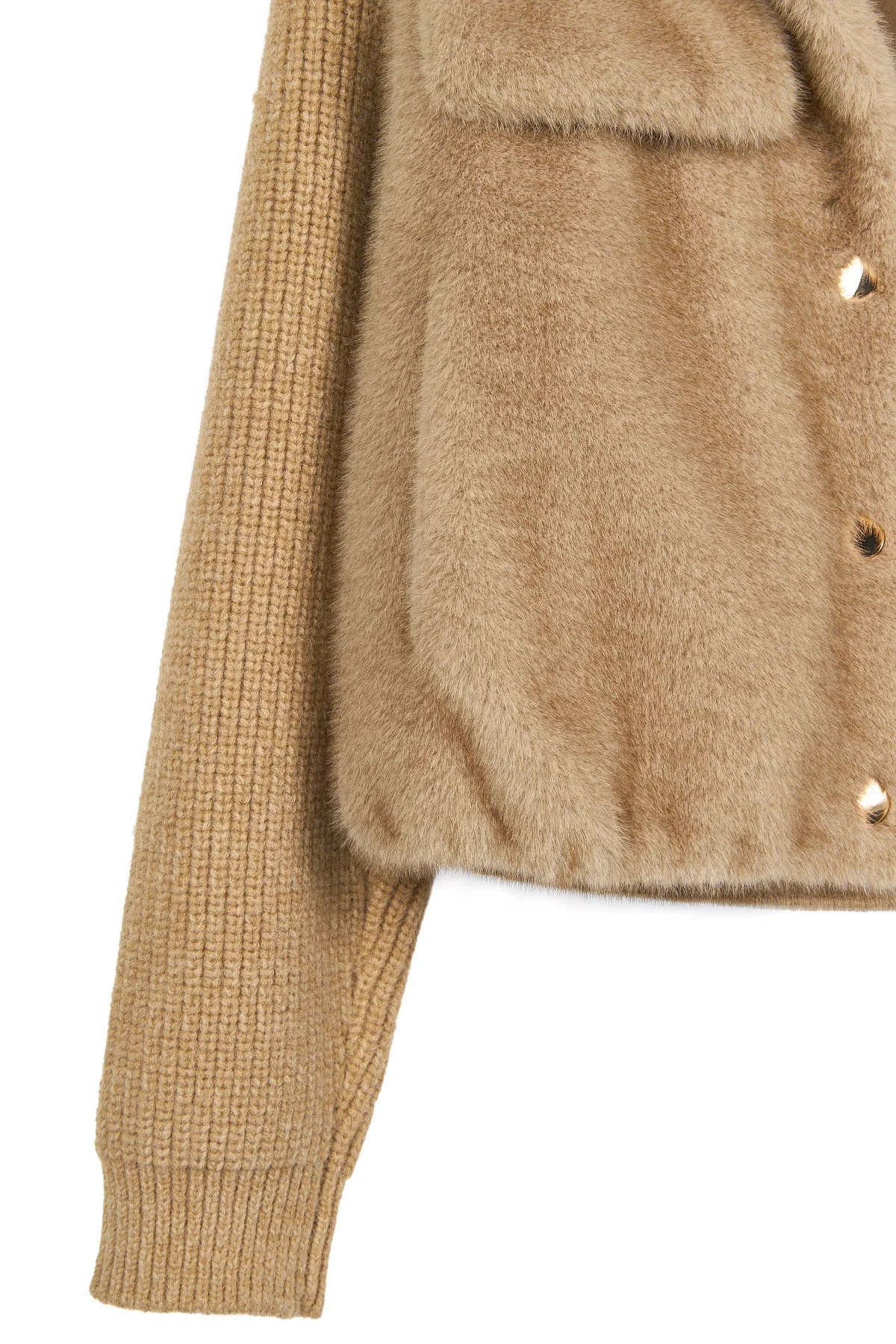 Cortina Kadın Bej Kısa Teddy Mont - Image 16