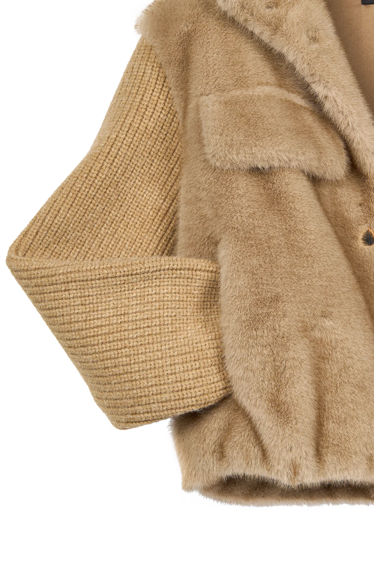 Cortina Kadın Bej Kısa Teddy Mont - Image 18