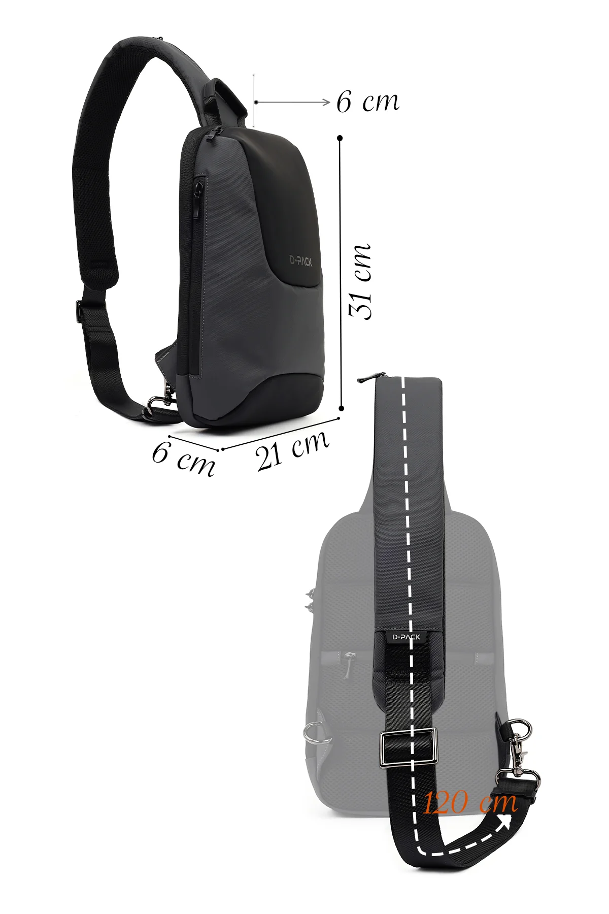 D-Pack Erkek Gri Teknolojik Çapraz Çanta - Image 2
