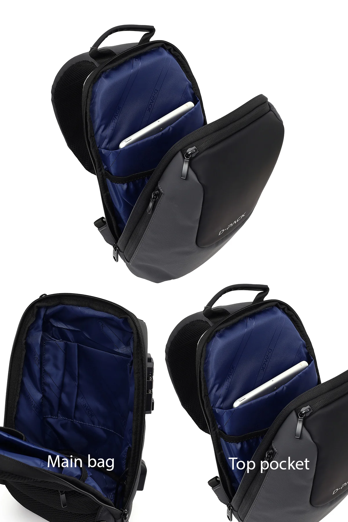D-Pack Erkek Gri Teknolojik Çapraz Çanta - Image 5