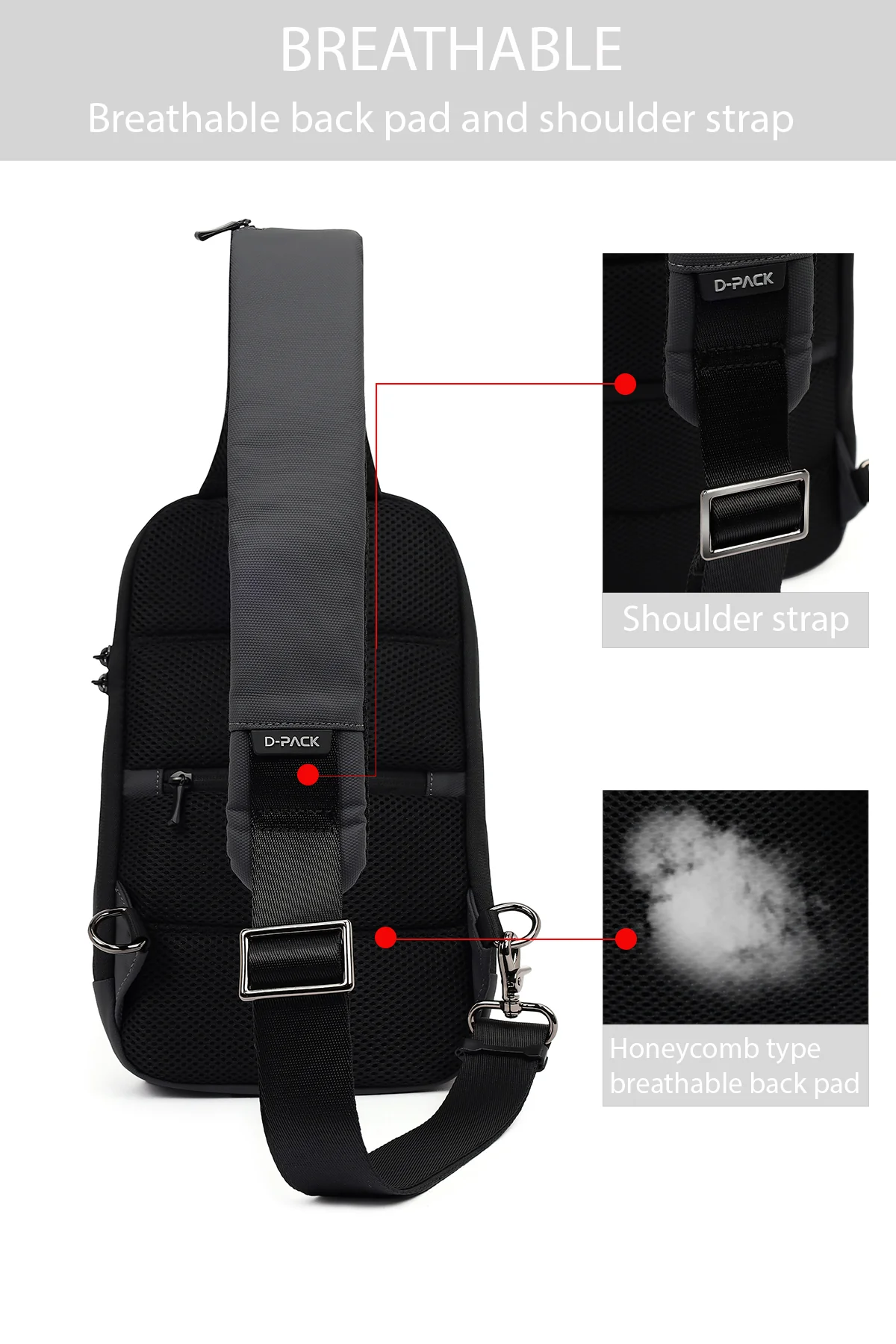 D-Pack Erkek Gri Teknolojik Çapraz Çanta - Image 6