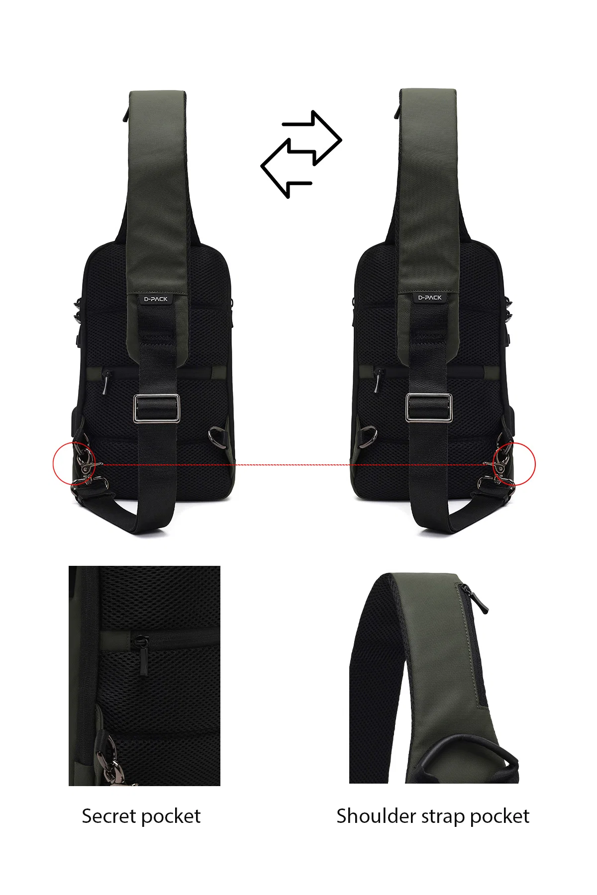 D-Pack Erkek Haki Teknolojik Çapraz Çanta - Image 4