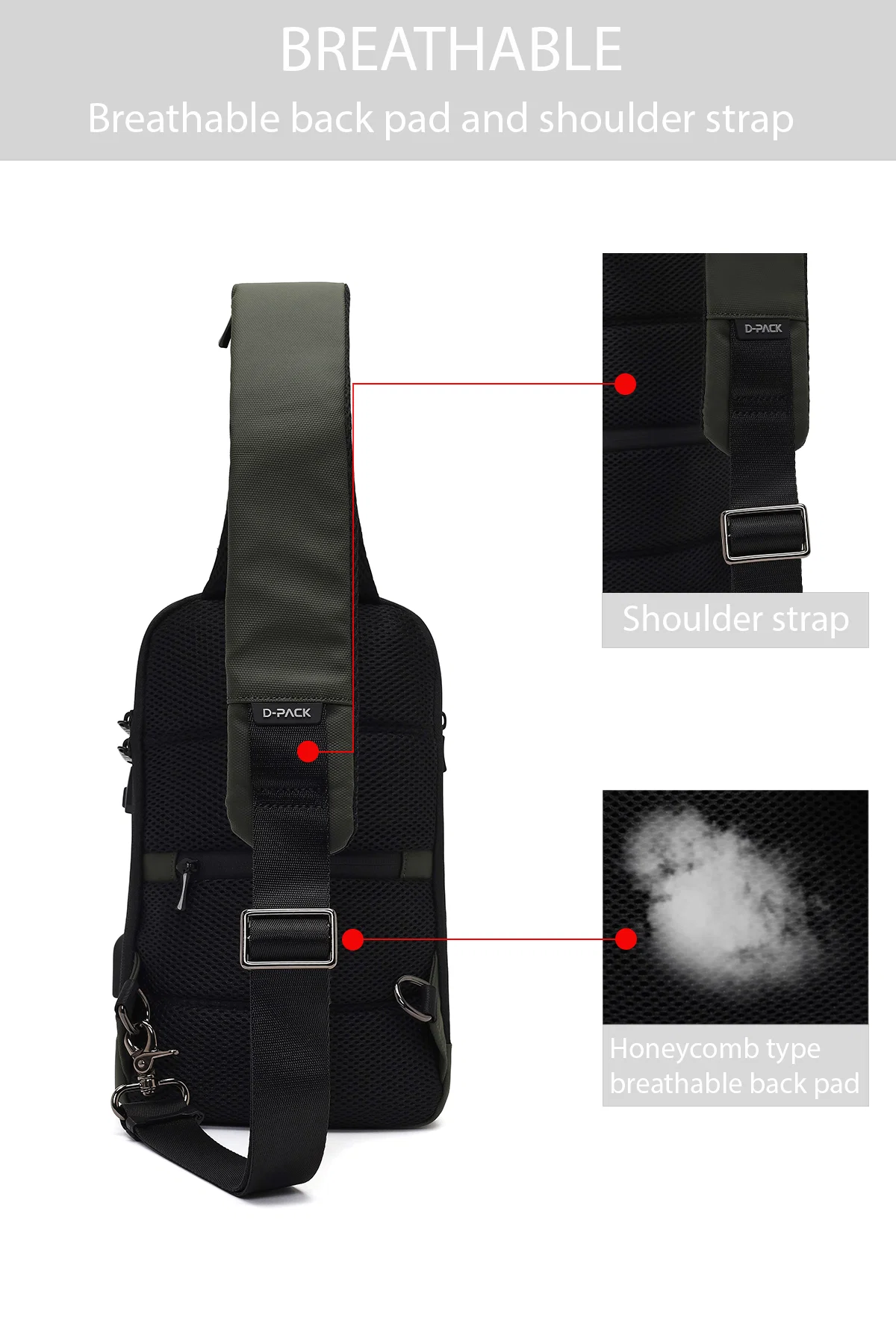 D-Pack Erkek Haki Teknolojik Çapraz Çanta - Image 6