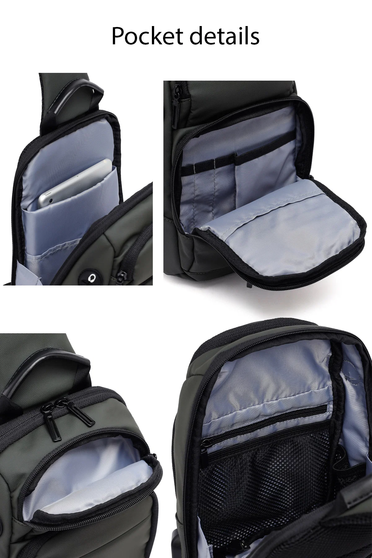 D-Pack Erkek Haki Teknolojik Kumaş Çapraz Çanta - Image 3
