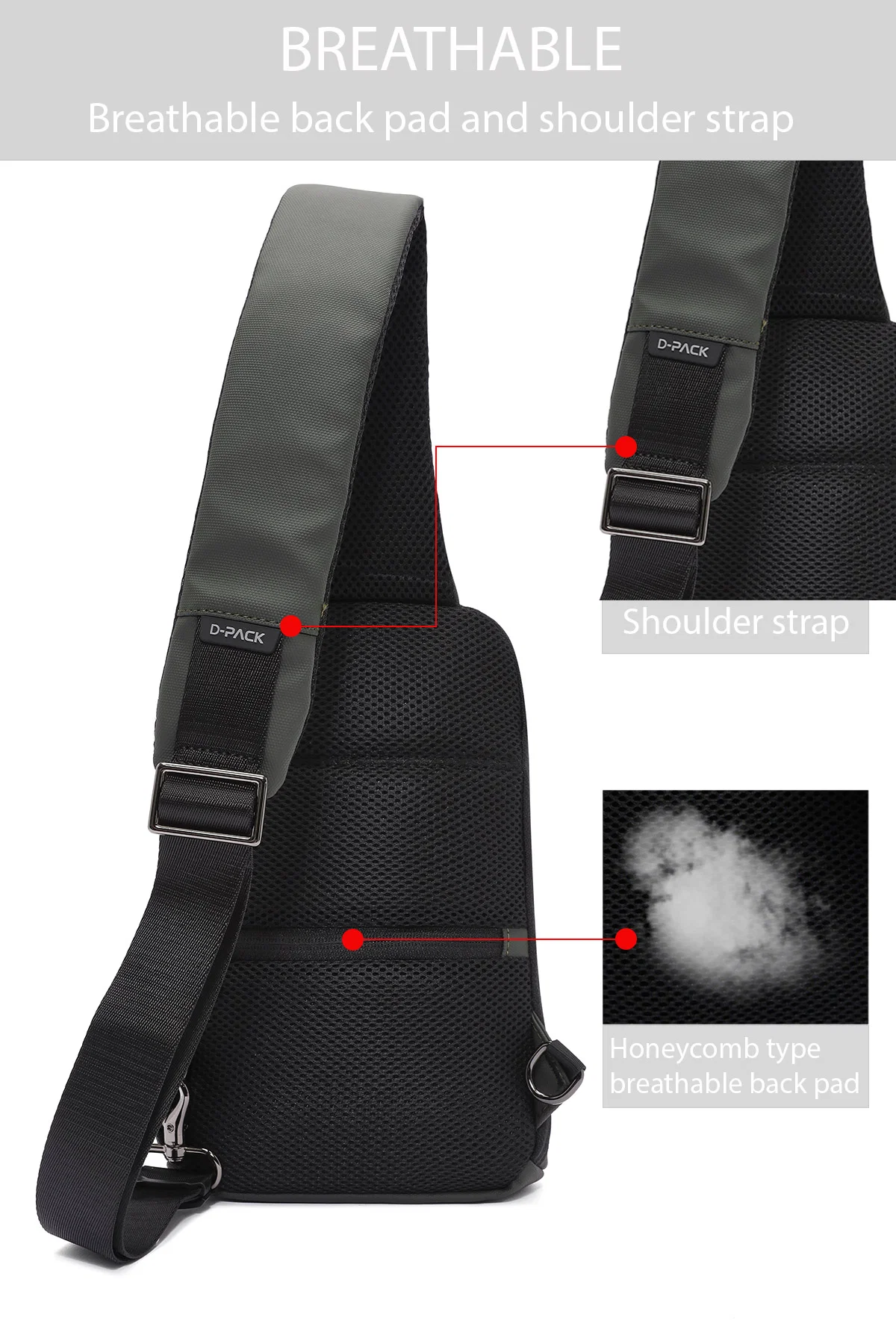 D-Pack Erkek Haki Teknolojik Kumaş Çapraz Çanta - Image 4