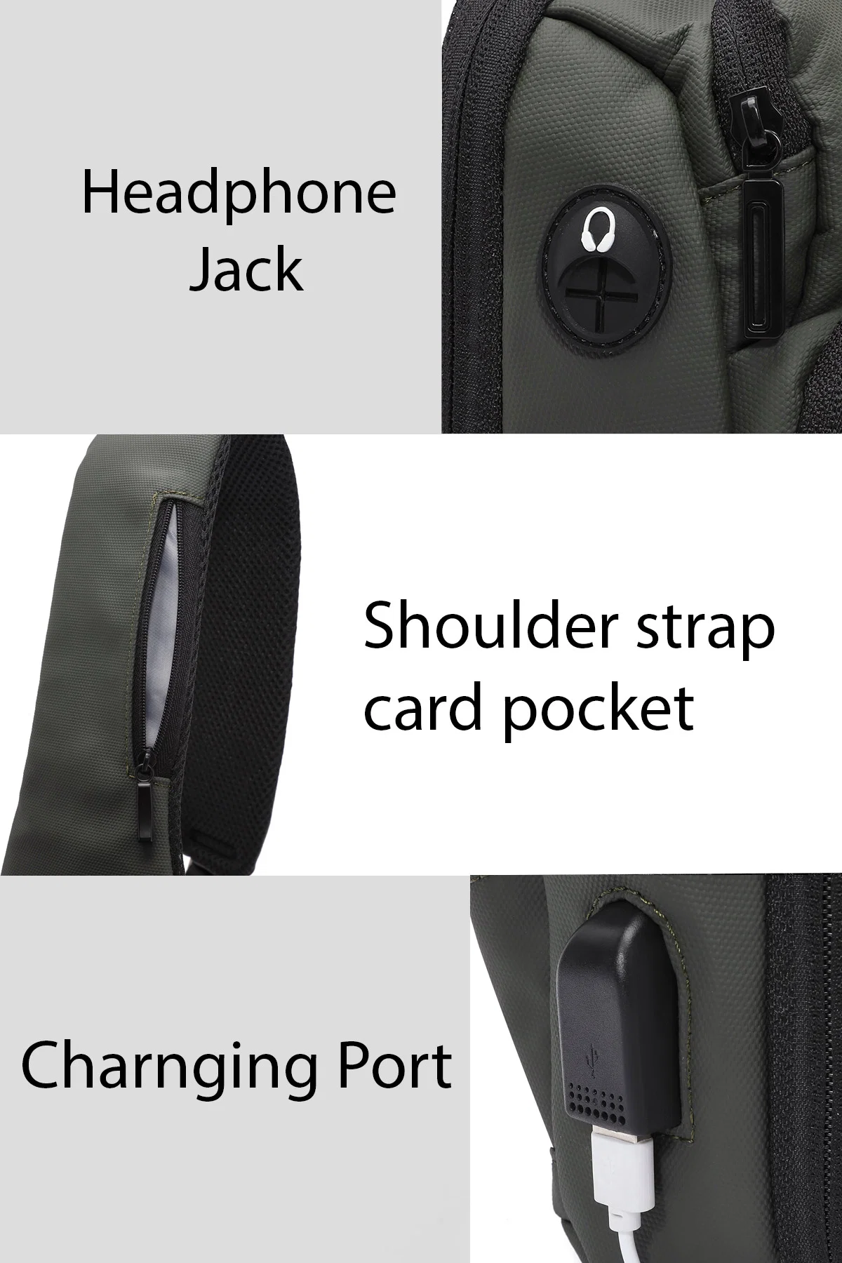 D-Pack Erkek Haki Teknolojik Kumaş Çapraz Çanta - Image 5