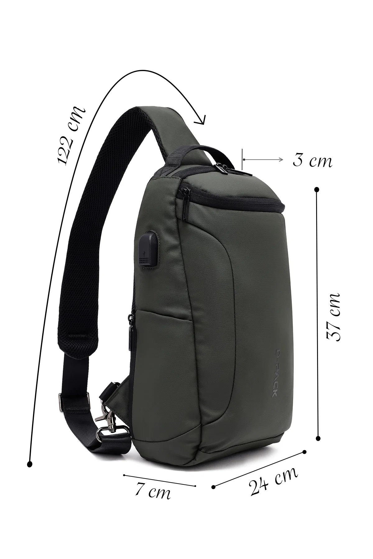 D-Pack Erkek Haki Teknolojik Kumaş Çapraz Çanta - Image 2