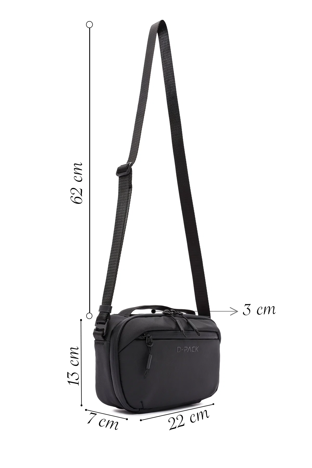 D-Pack Erkek Siyah Kumaş Çapraz Çanta - Image 2