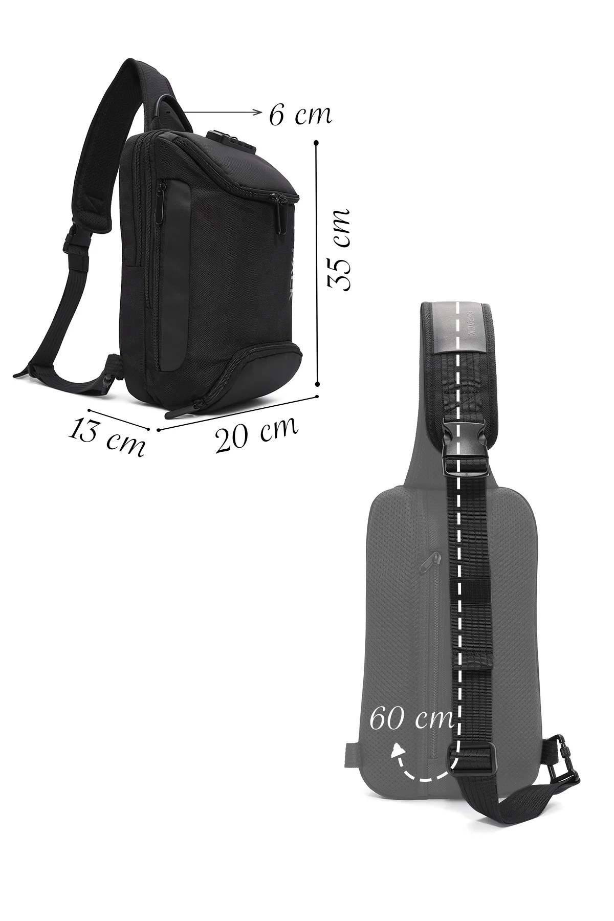 D-Pack Erkek Siyah Kumaş Çapraz Çanta - Image 2