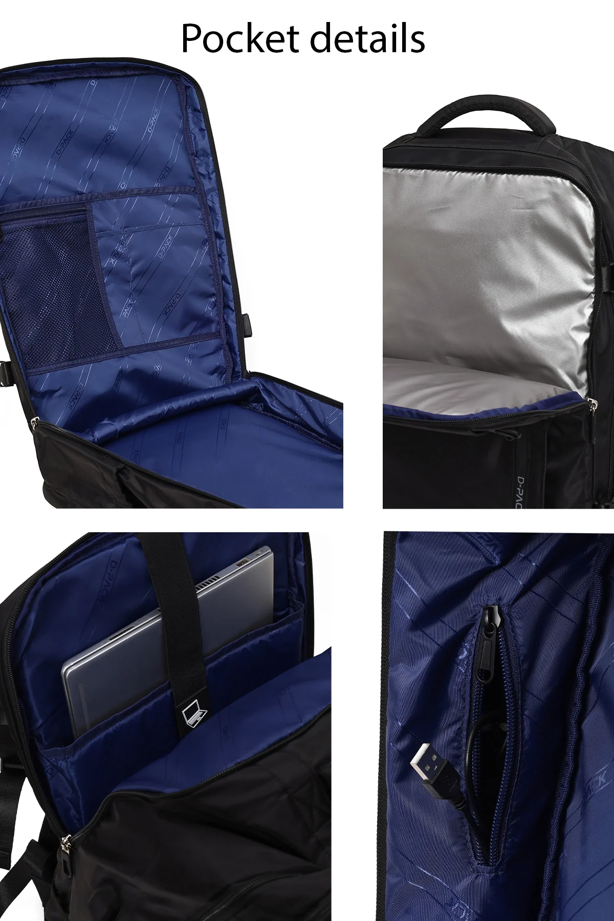 D-Pack Erkek Siyah Kumaş Sırt Çantası - Image 6