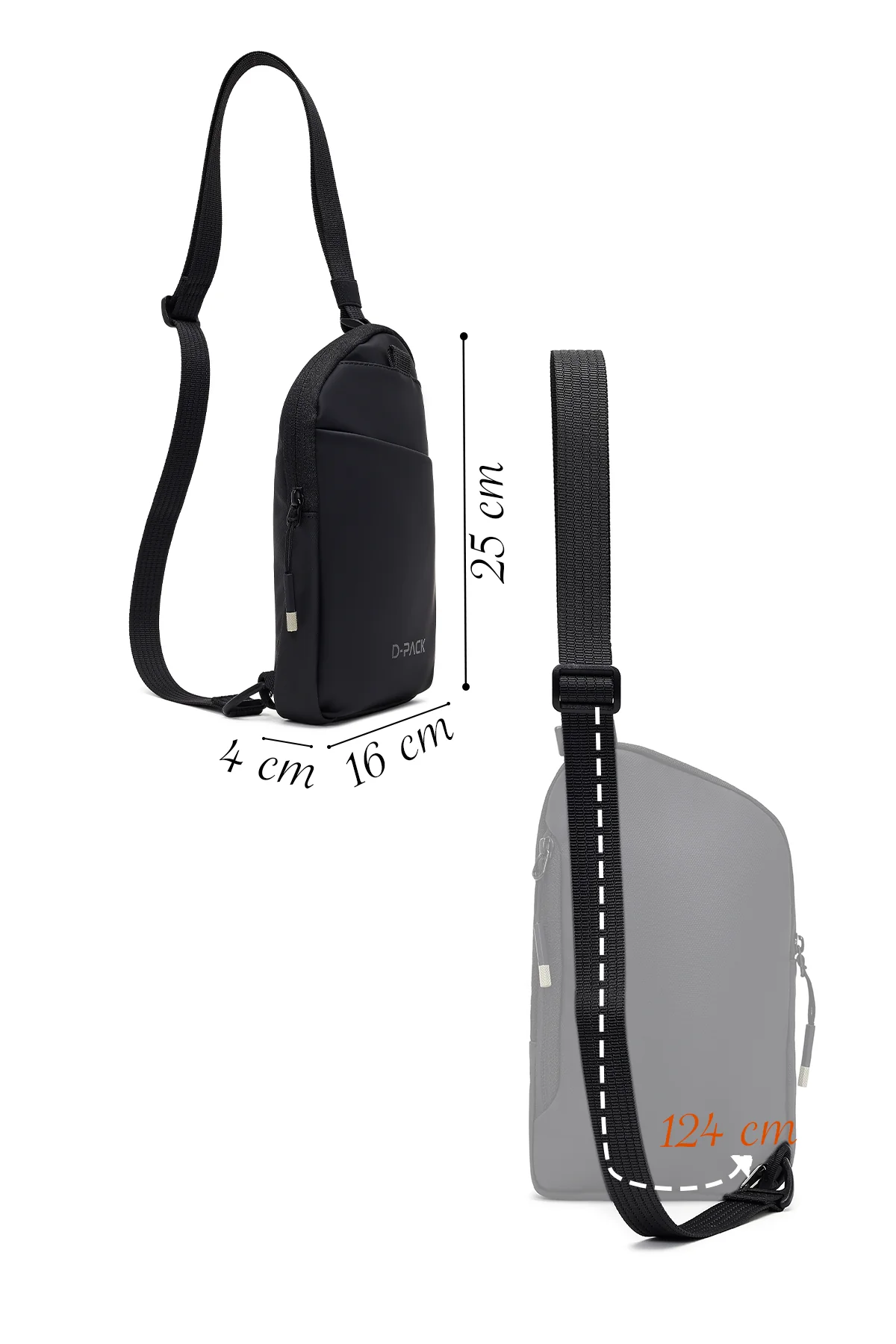 D-Pack Erkek Siyah Mini Kumaş Çapraz Çanta - Image 2