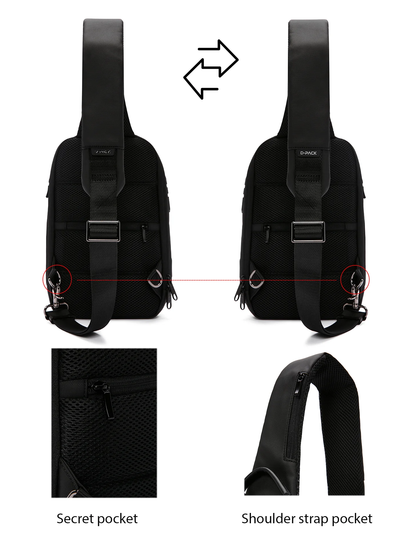 D-Pack Erkek Siyah Teknolojik Çapraz Çanta - Image 19