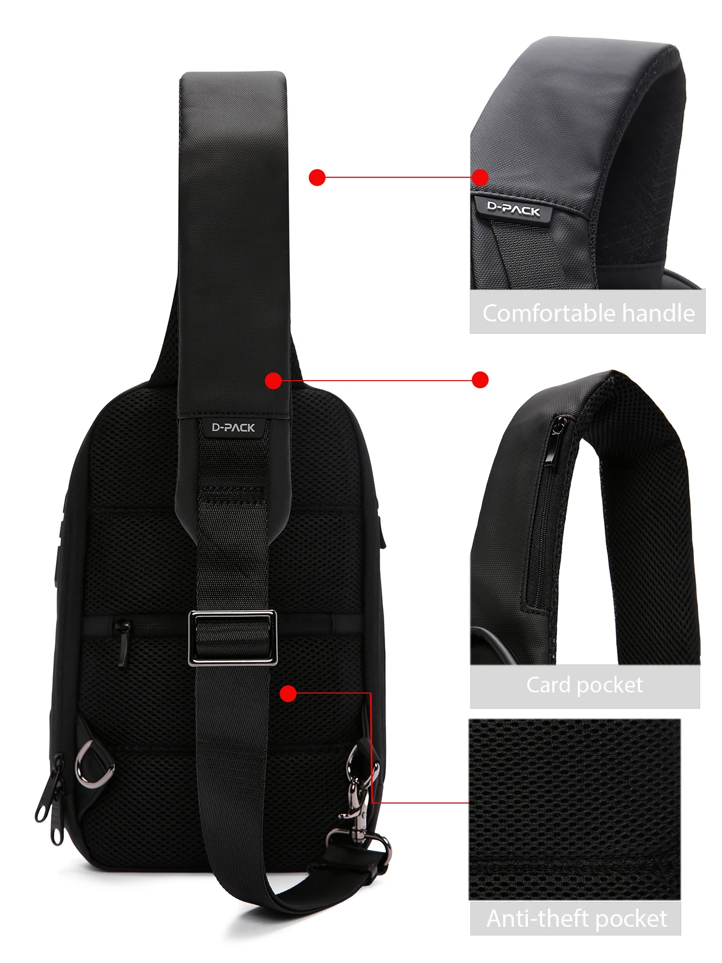 D-Pack Erkek Siyah Teknolojik Çapraz Çanta - Image 22