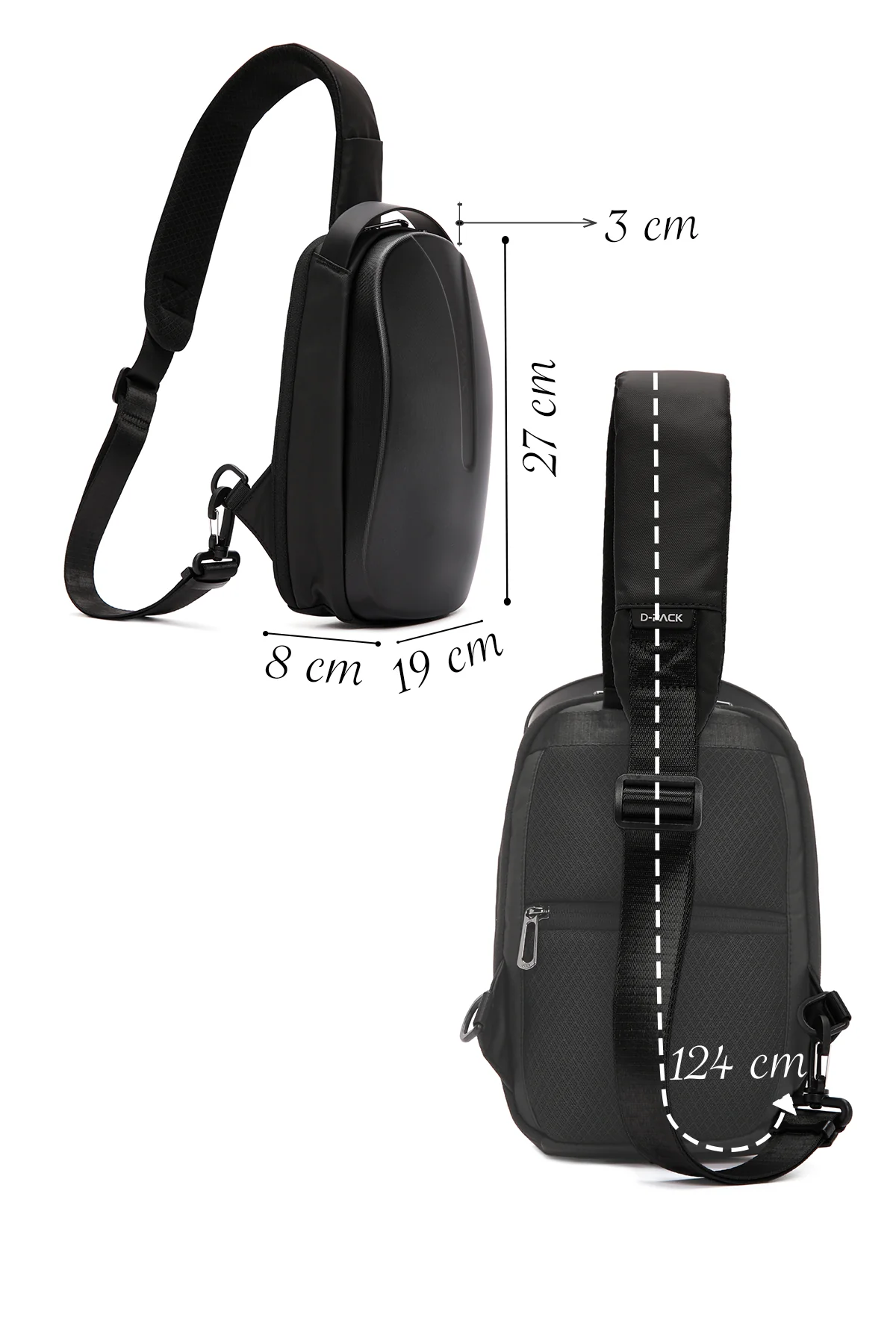 D-Pack Erkek Siyah Teknolojik Hardcase Uzun Askılı Omuz Çantası - Image 3