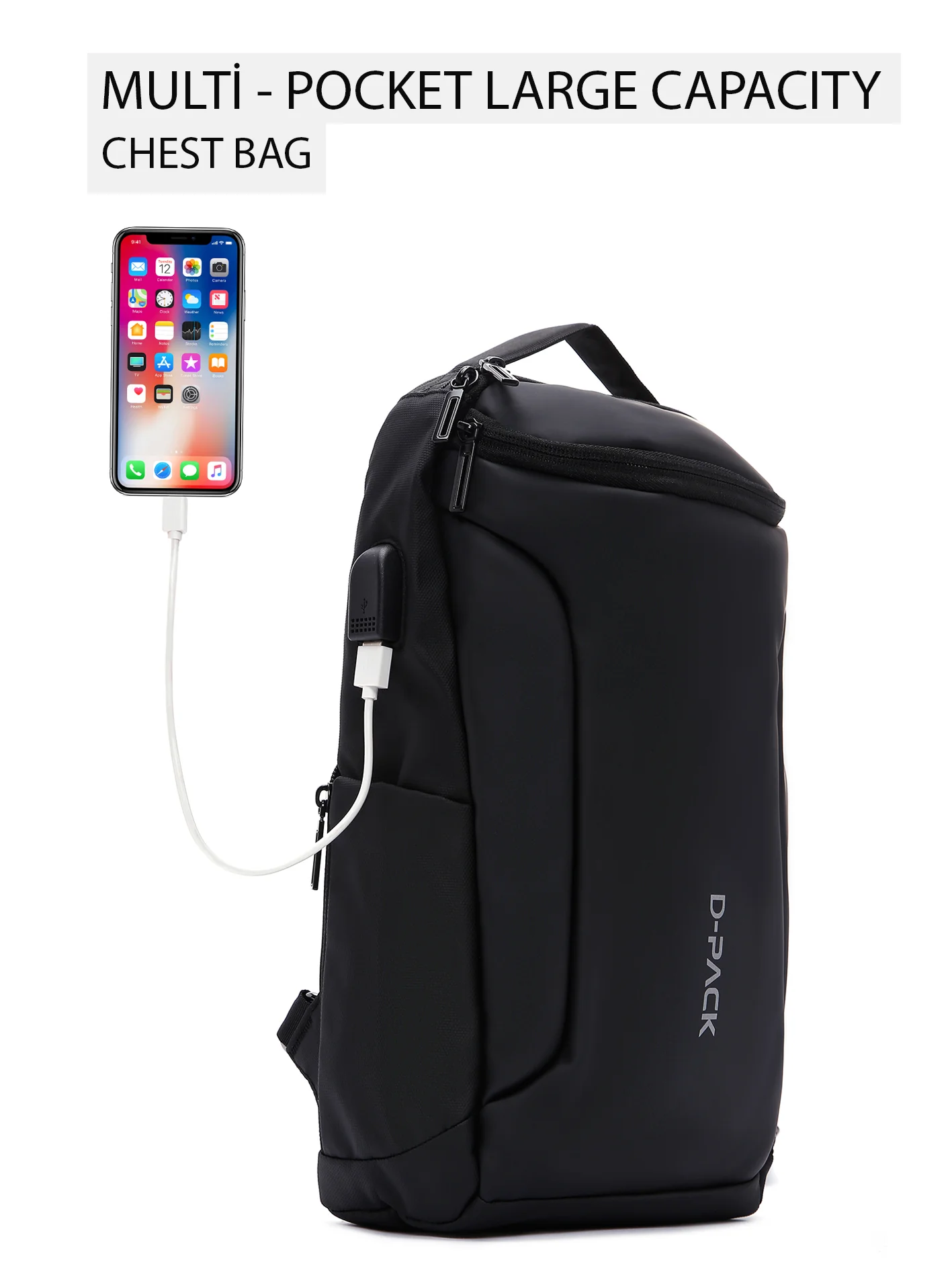 D-Pack Erkek Siyah Teknolojik Kumaş Çapraz Çanta - Image 19