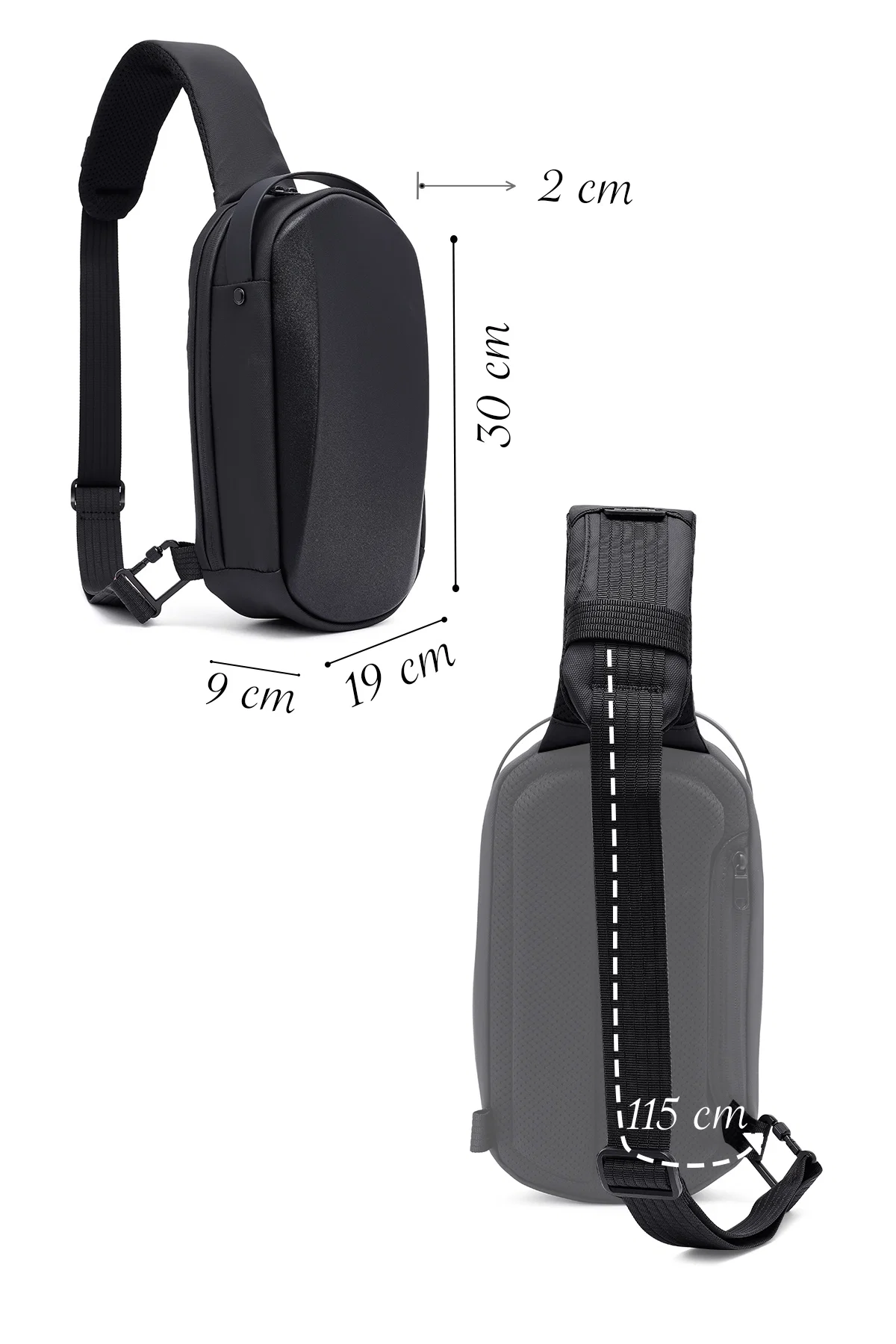 D-Pack Erkek Siyah Teknolojik Kumaş Çapraz Çanta - Image 2