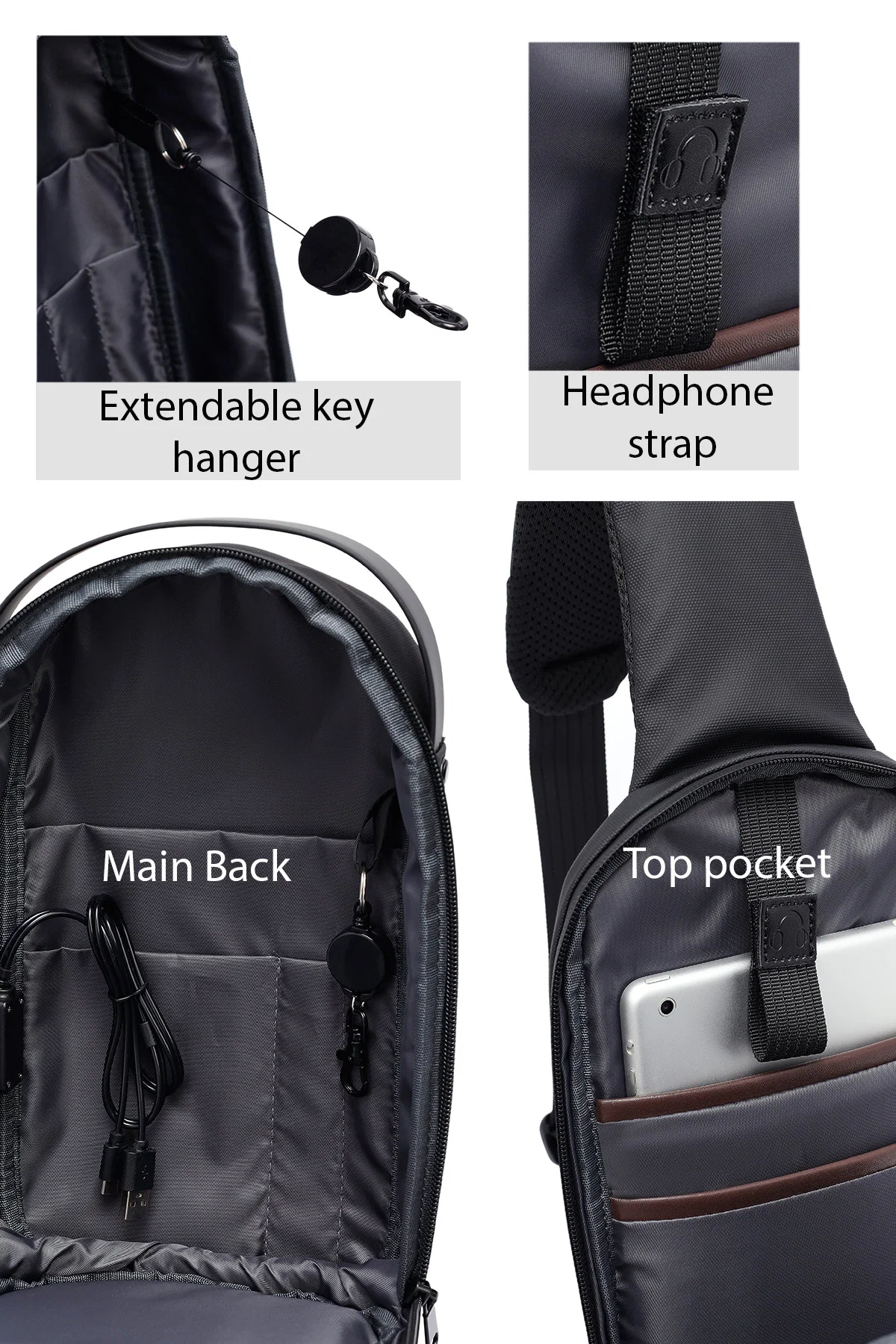 D-Pack Erkek Siyah Teknolojik Kumaş Çapraz Çanta - Image 4