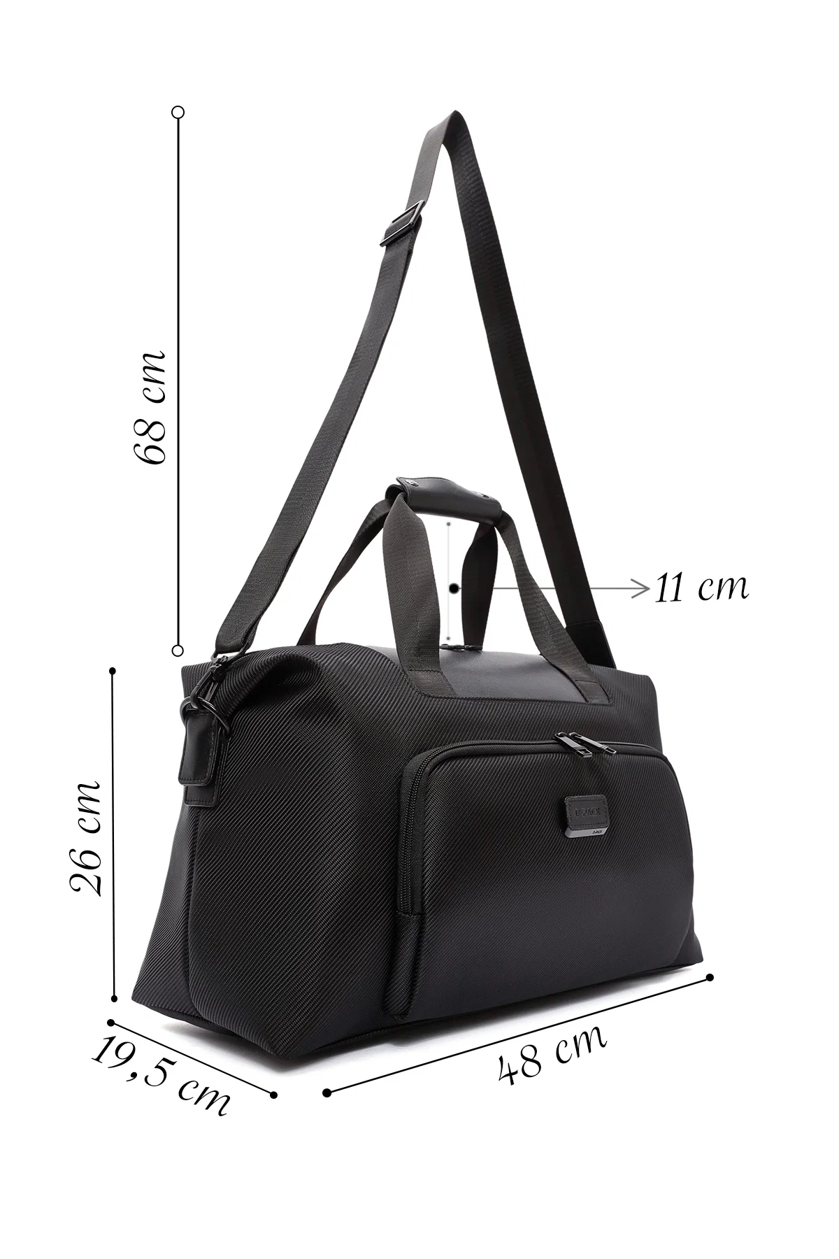 D-Pack Erkek Siyah Uzun Askılı Kumaş Seyahat Çantası - Image 3