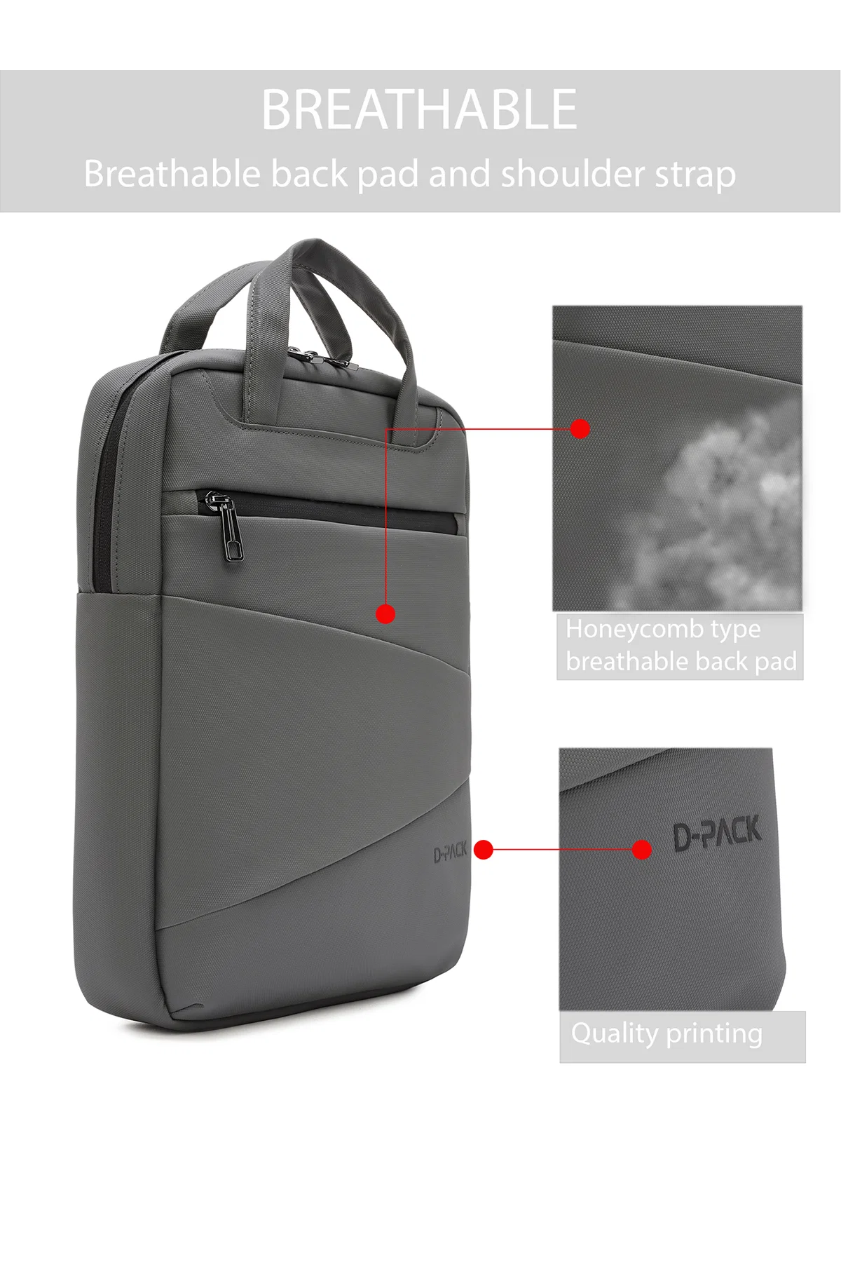 D-Pack Unisex Gri Kumaş Sırt Çantası - Image 7