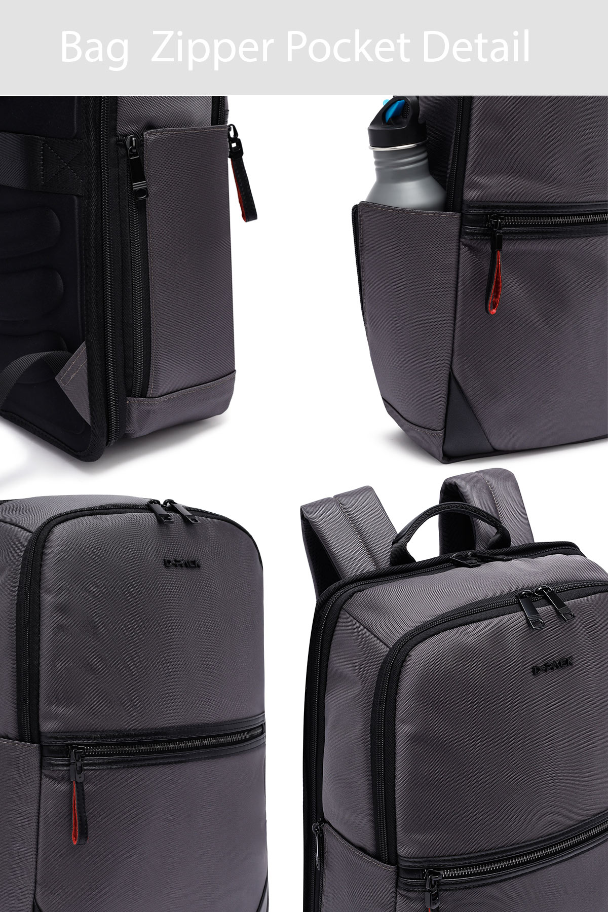 D-Pack Unisex Gri Kumaş Sırt Çantası - Image 4