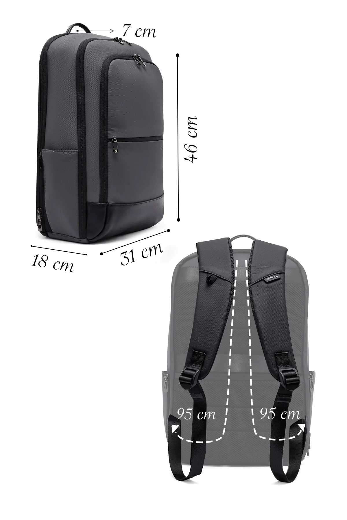 D-Pack Unisex Gri Sırt Çantası - Image 2