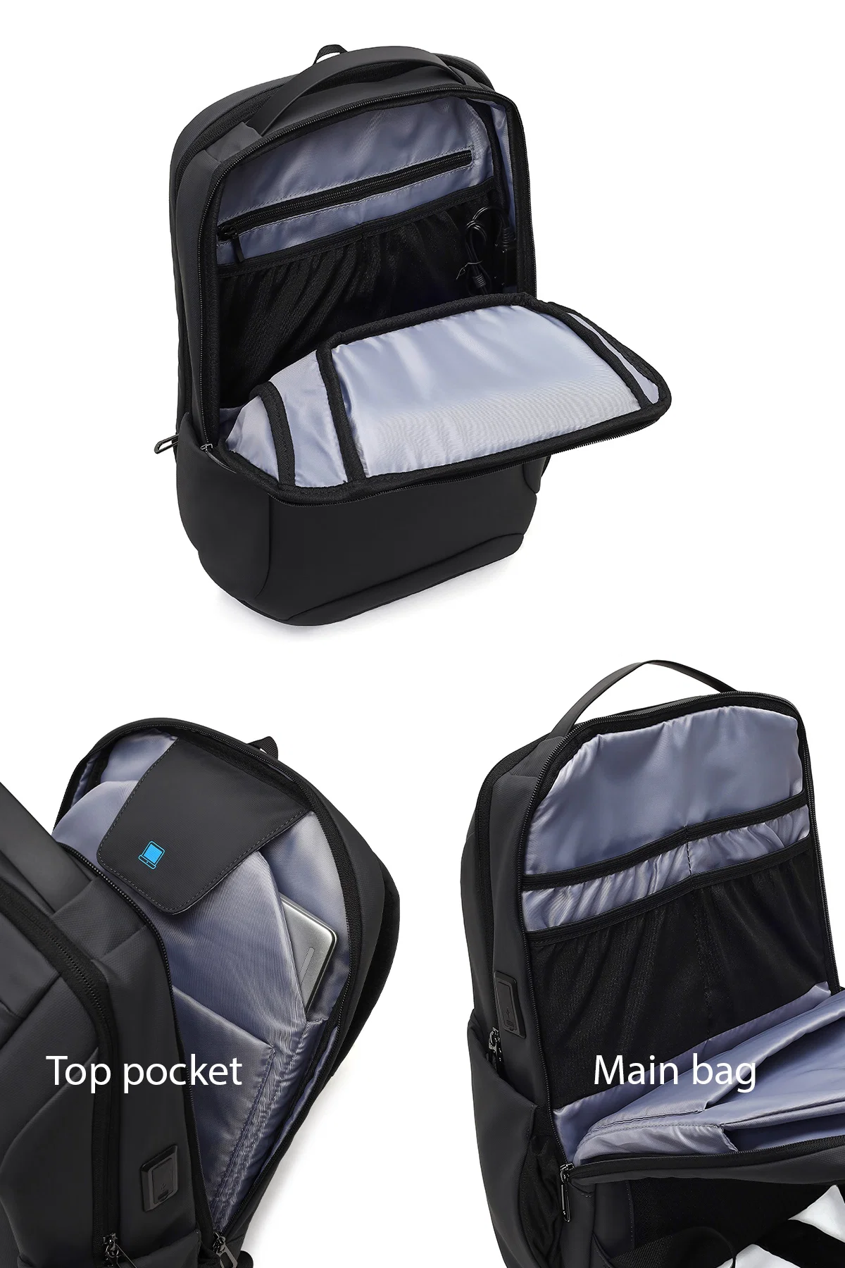 D-Pack Unisex Gri Teknolojik Kumaş Hardcase Sırt Çantası - Image 4
