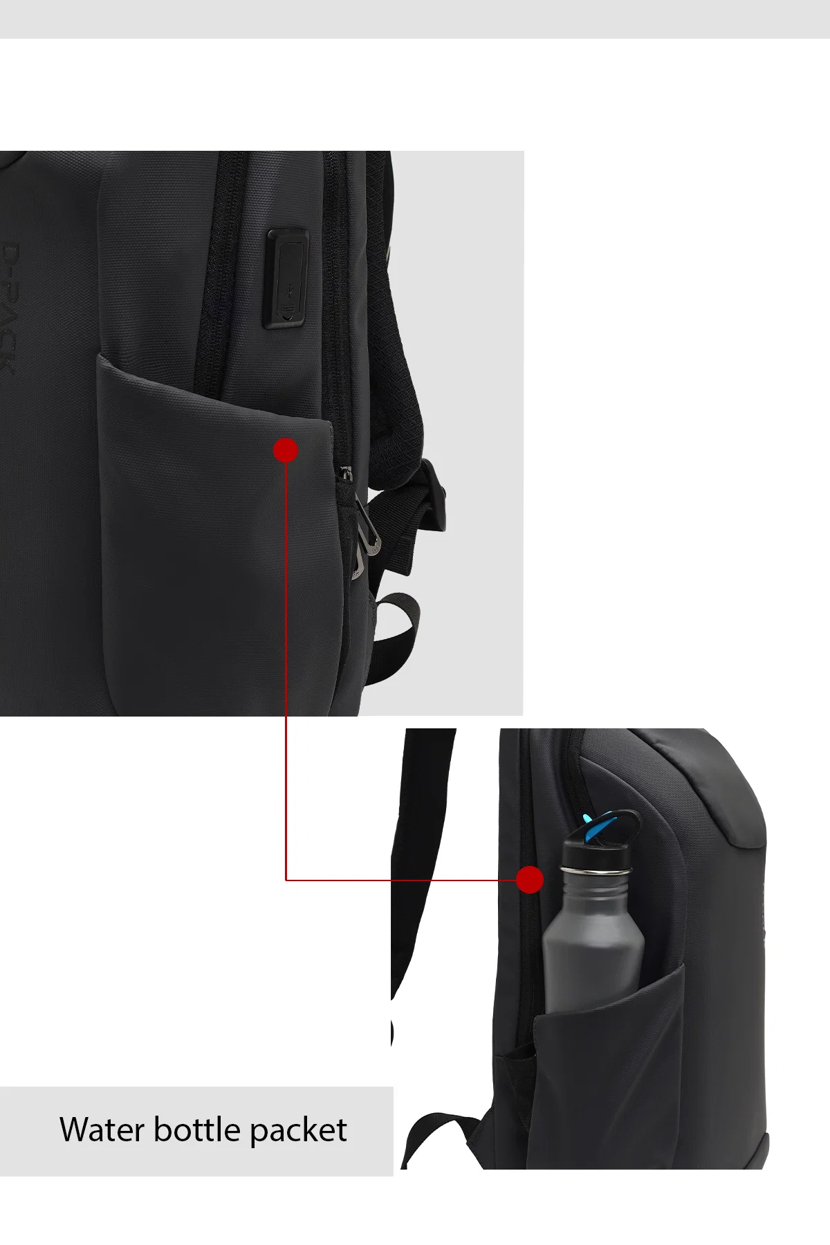 D-Pack Unisex Gri Teknolojik Kumaş Hardcase Sırt Çantası - Image 8
