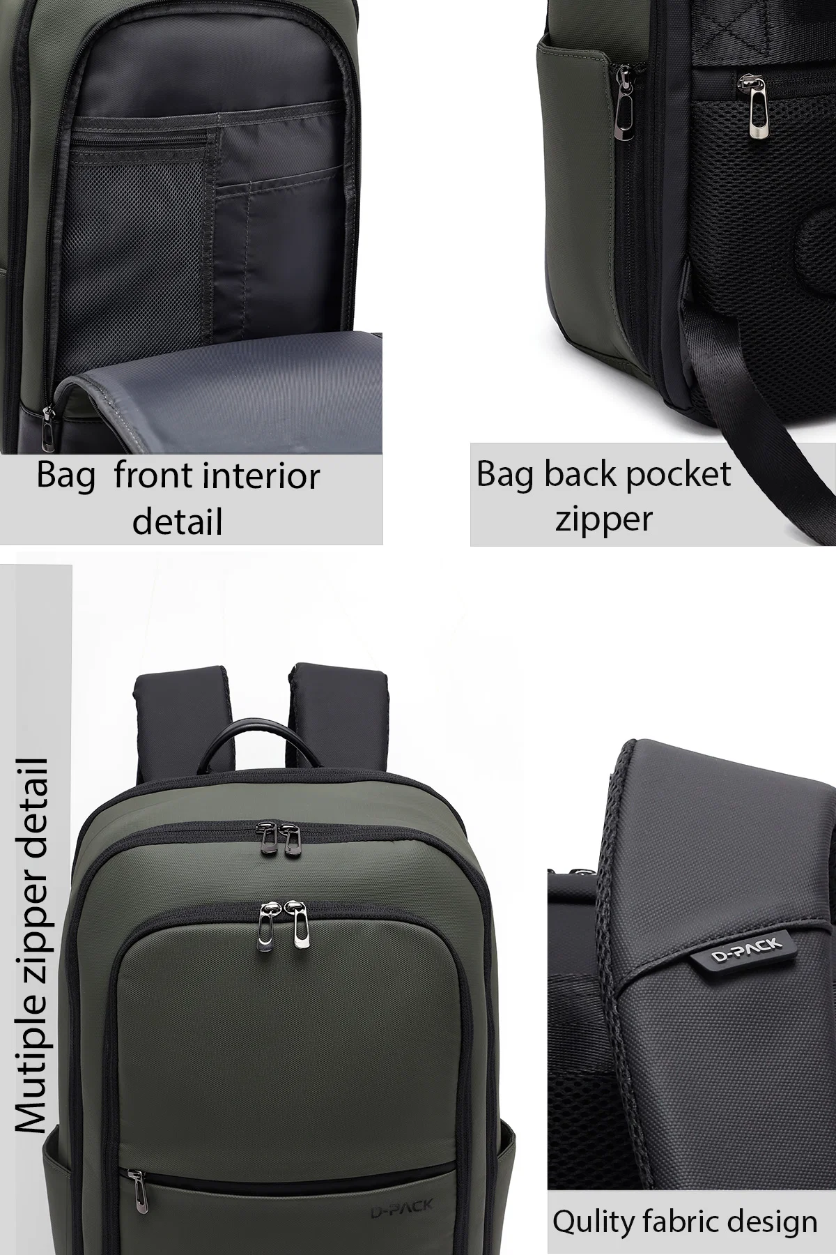 D-Pack Unisex Haki Sırt Çantası - Image 6
