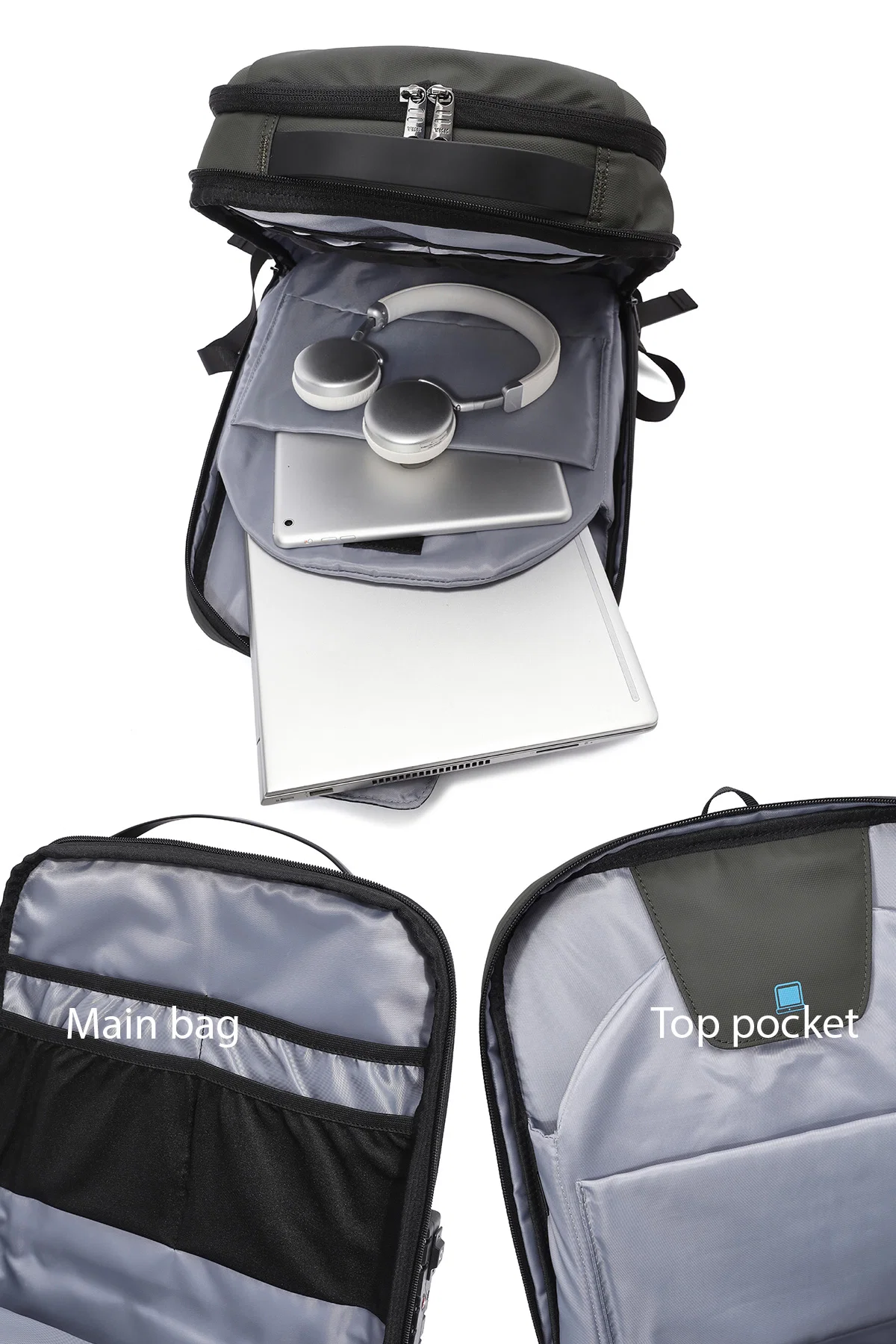 D-Pack Unisex Haki Teknolojik Hardcase Sırt Çantası - Image 6