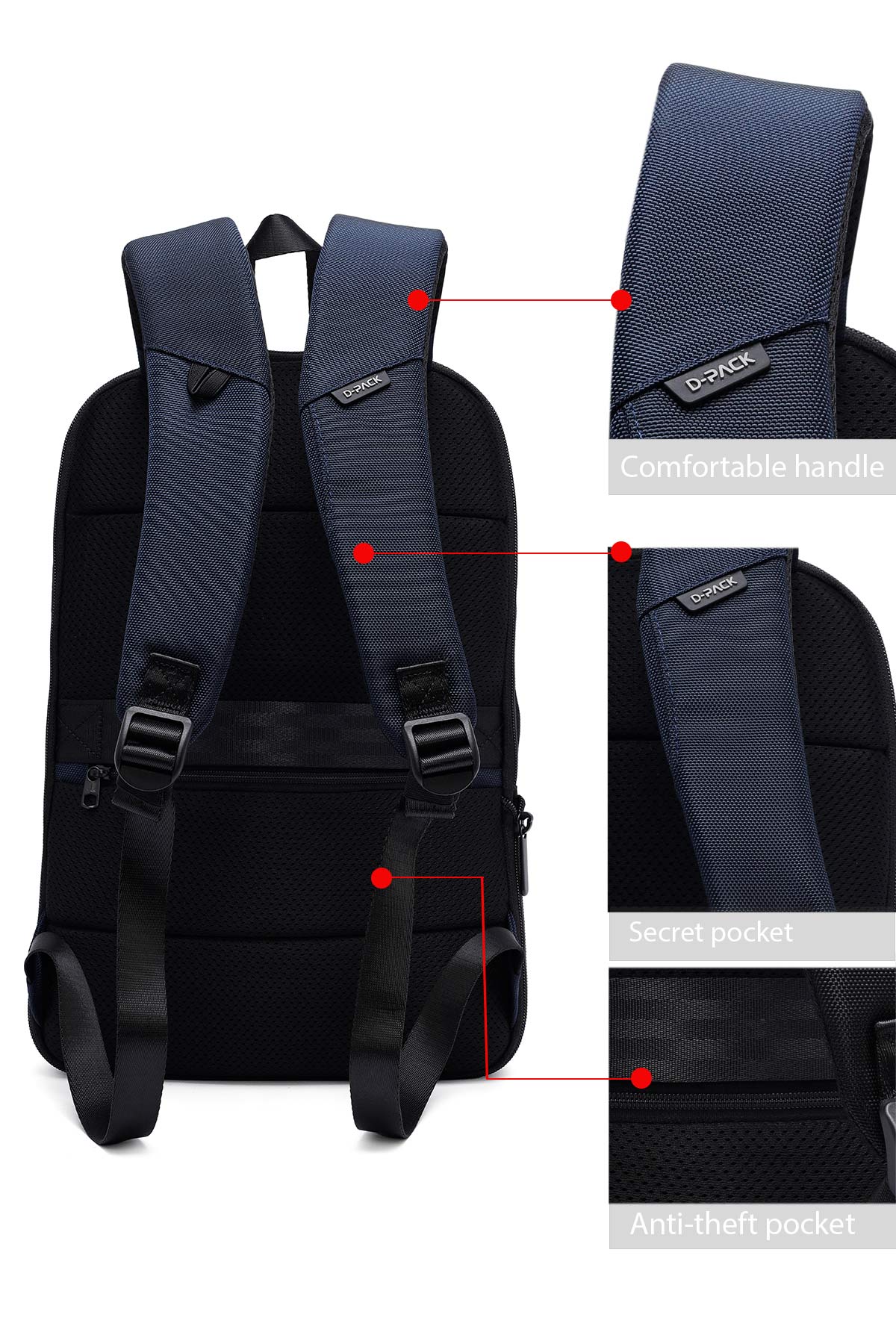 D-Pack Unisex Lacivert Sırt Çantası - Image 5