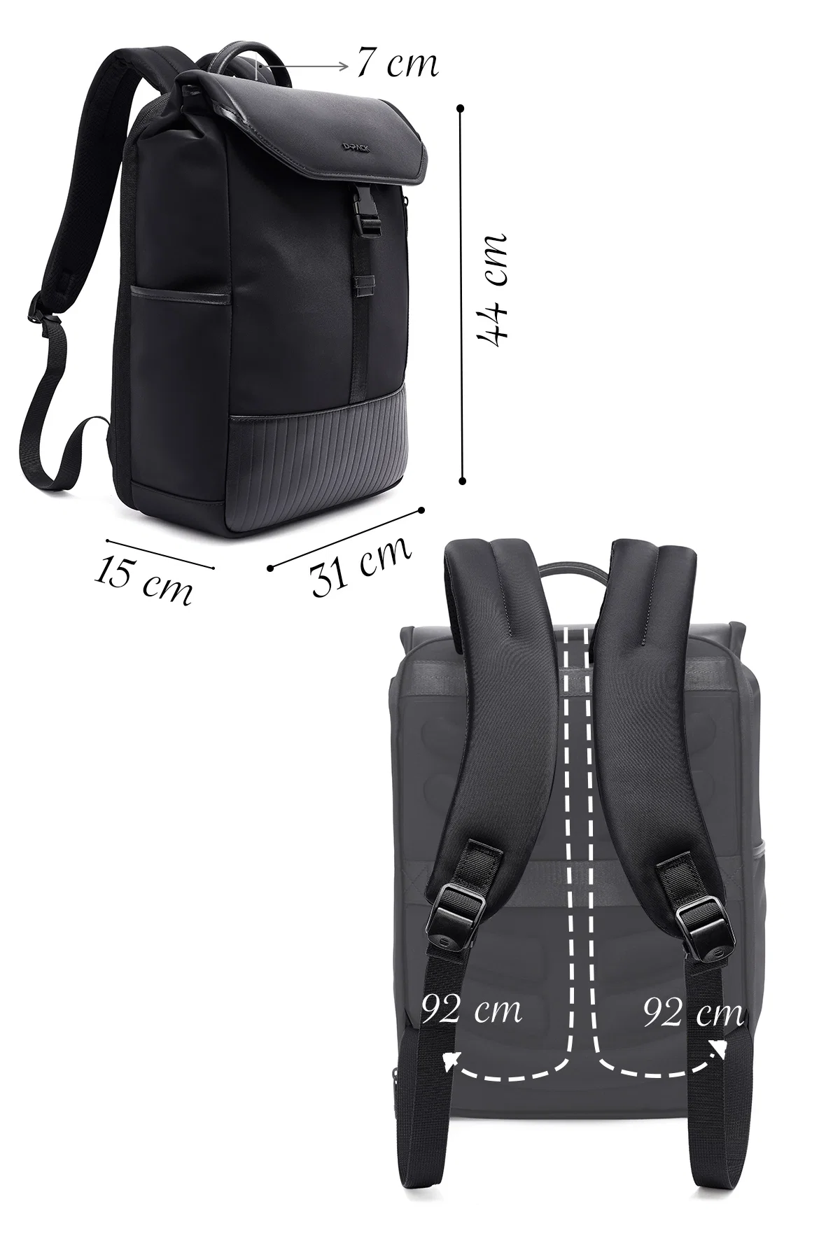 D-Pack Unisex Siyah Deri Sırt Çantası - Image 2