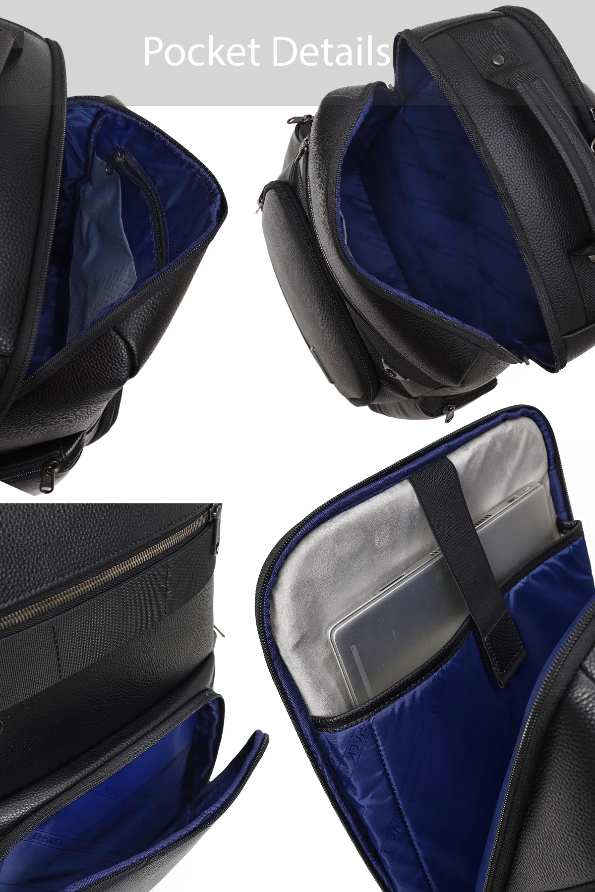 D-Pack Unisex Siyah Deri Sırt Çantası - Image 5