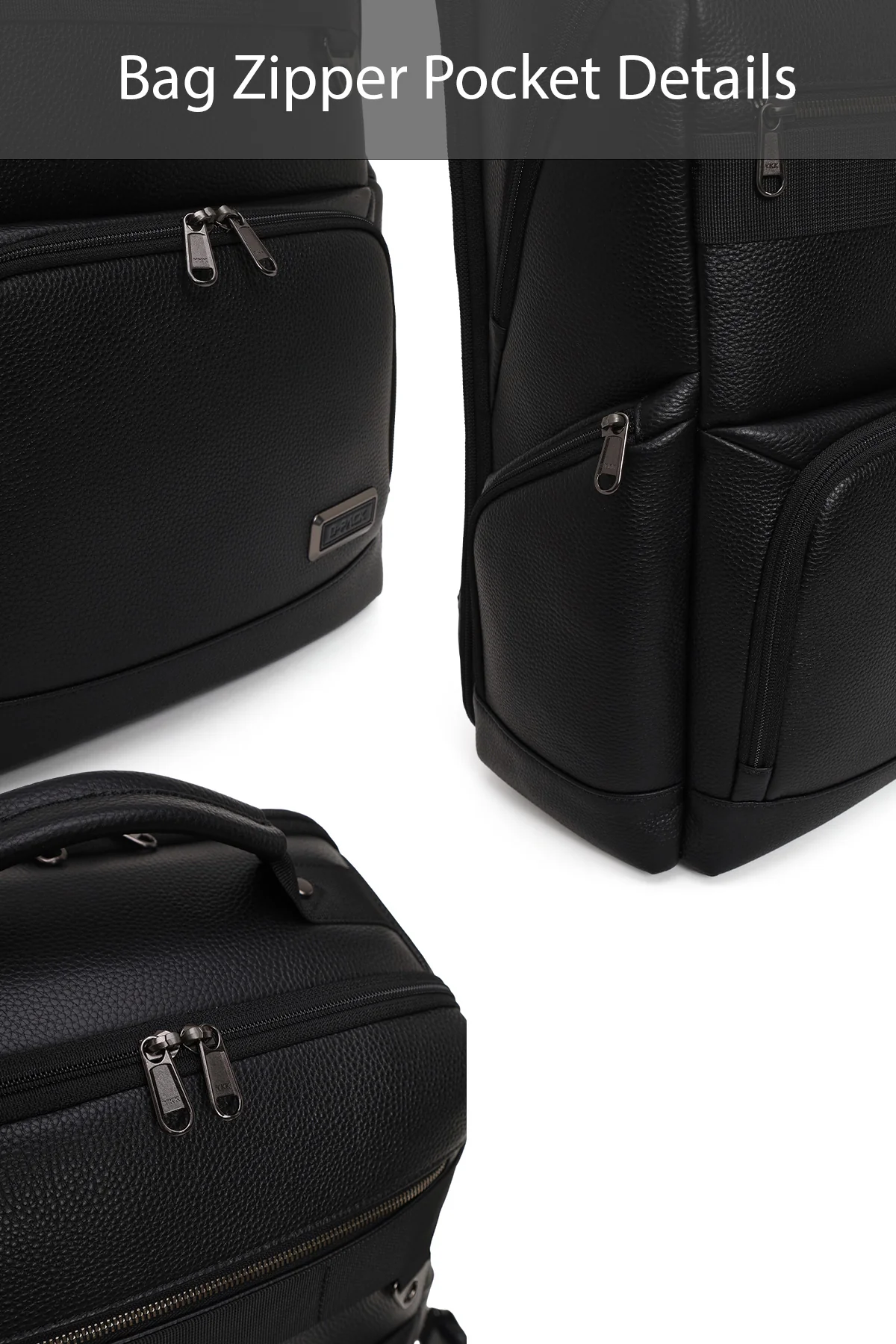 D-Pack Unisex Siyah Deri Sırt Çantası - Image 6