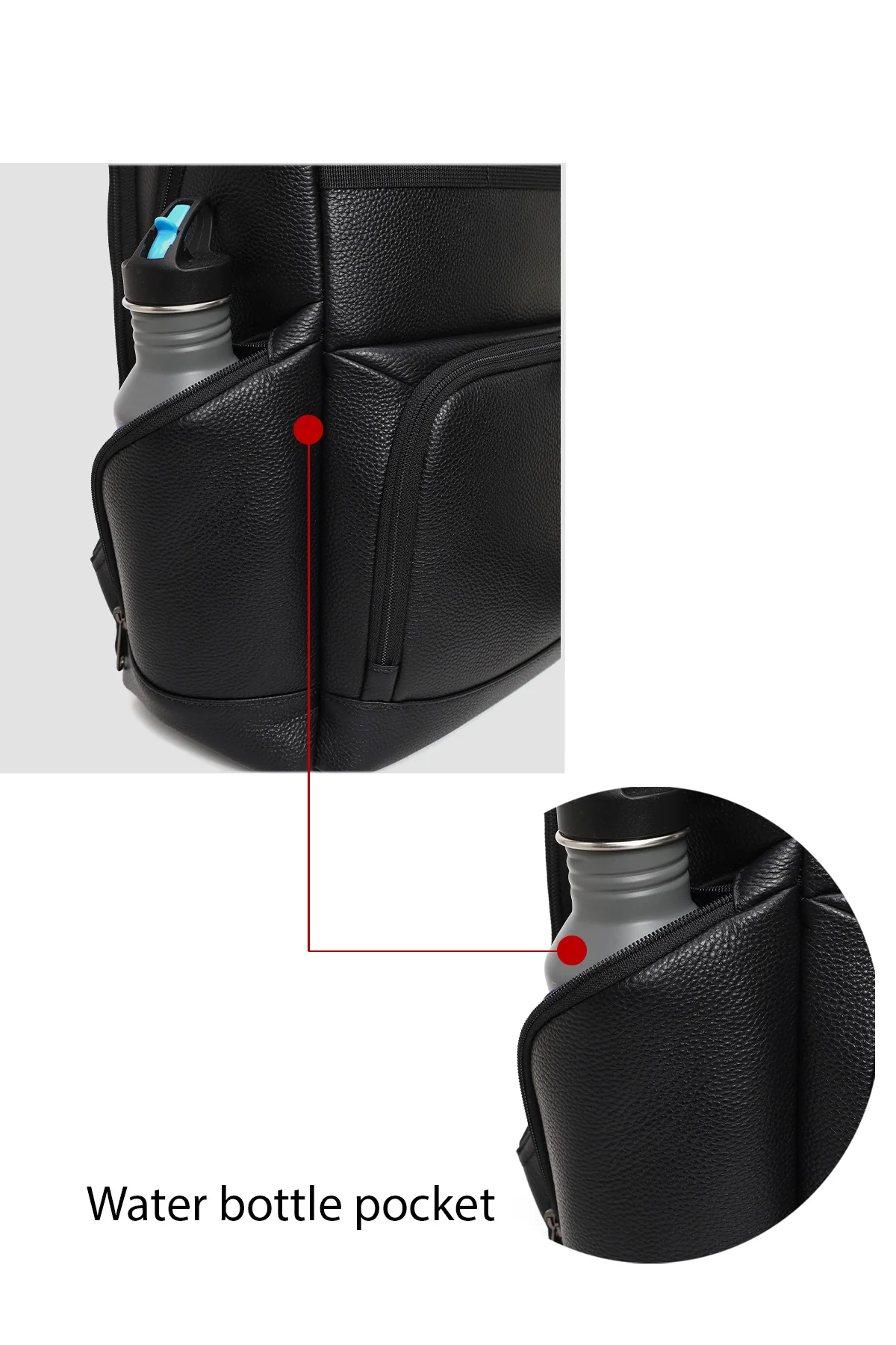 D-Pack Unisex Siyah Deri Sırt Çantası - Image 8