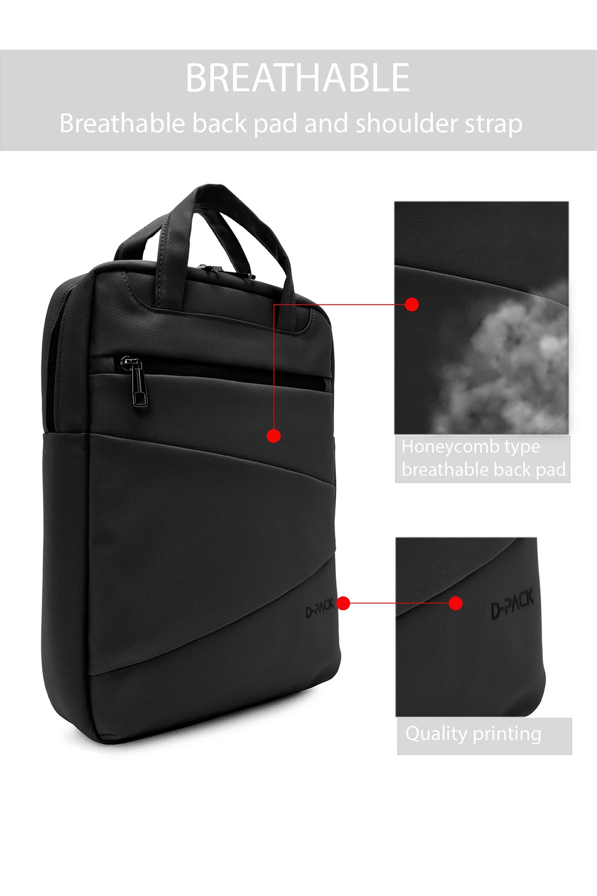 D-Pack Unisex Siyah Kumaş Sırt Çantası - Image 5