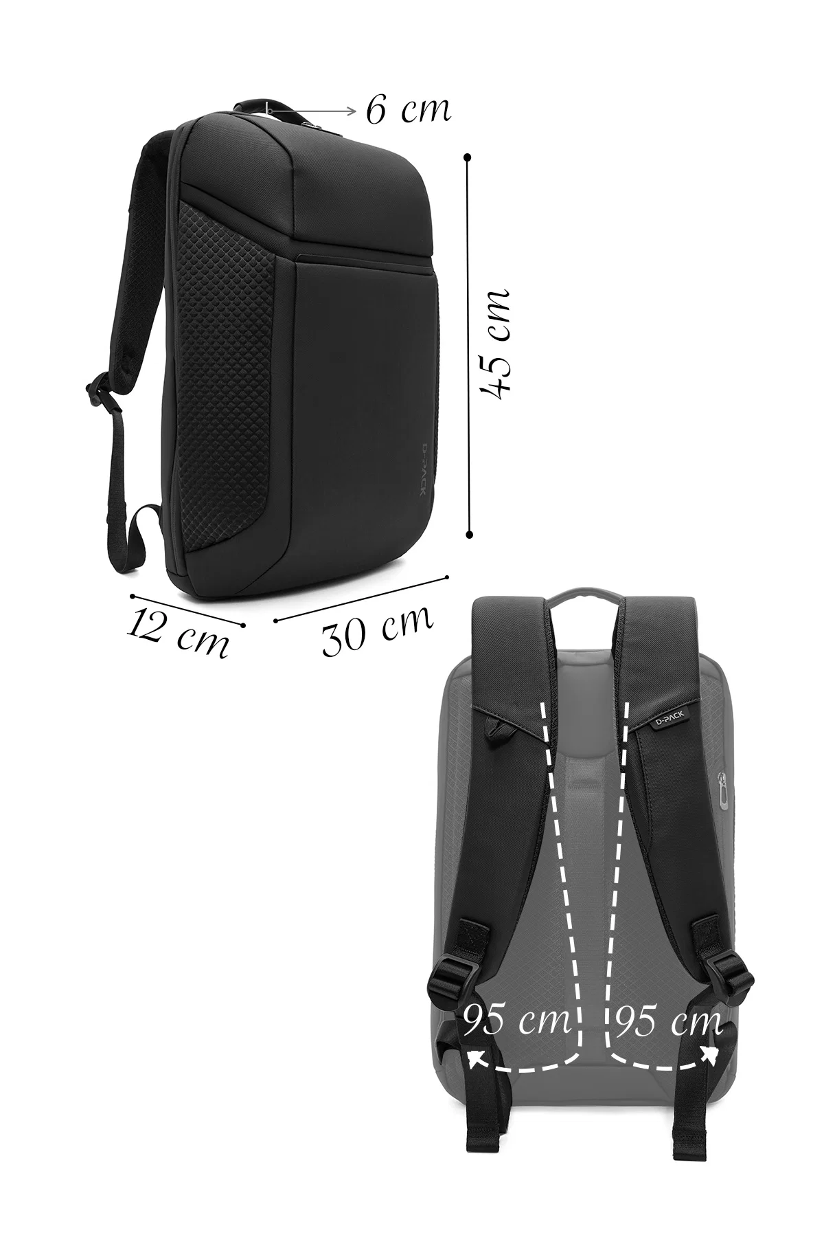 D-Pack Unisex Siyah Kumaş Sırt Çantası - Image 2