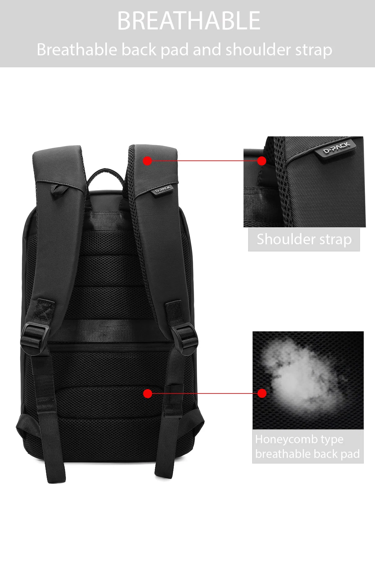 D-Pack Unisex Siyah Kumaş Sırt Çantası - Image 12