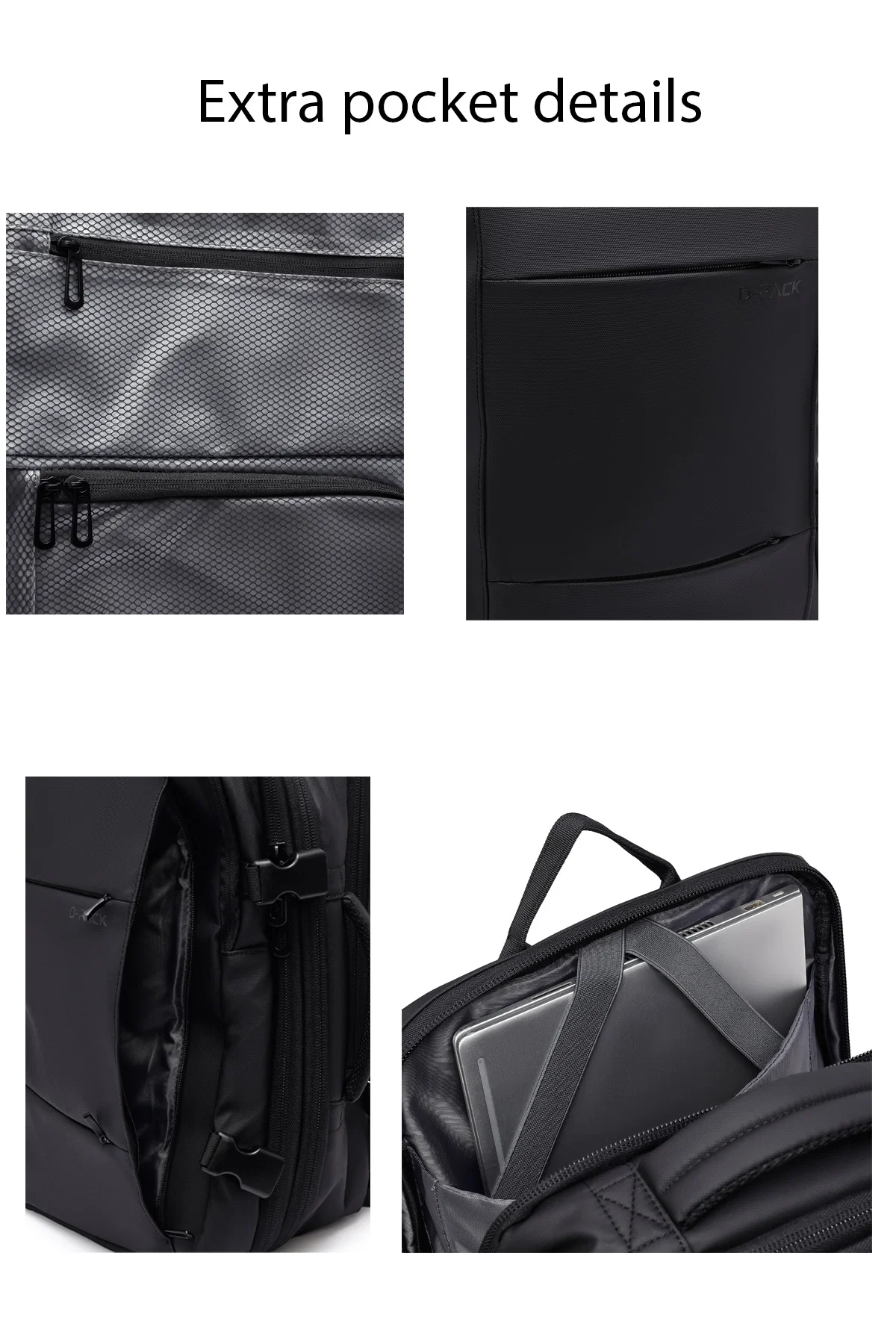 D-Pack Unisex Siyah Kumaş Sırt Çantası - Image 8