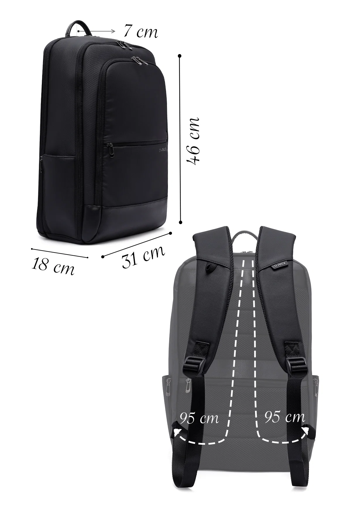 D-Pack Unisex Siyah Sırt Çantası - Image 2