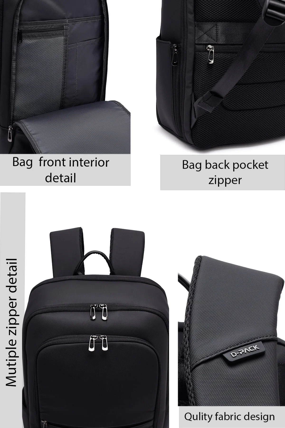 D-Pack Unisex Siyah Sırt Çantası - Image 6